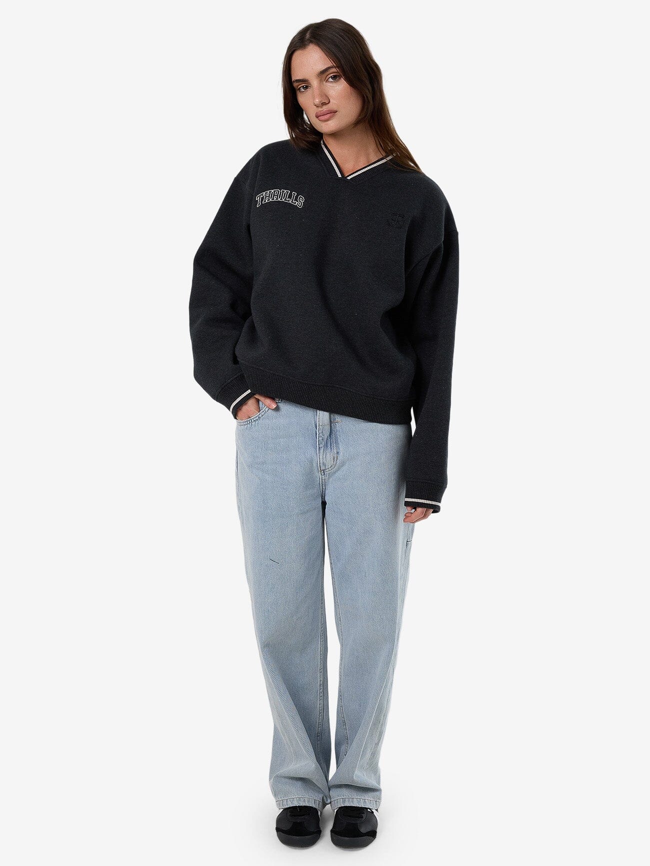 Legacy V Neck Fleece - Black Marle - Image 3