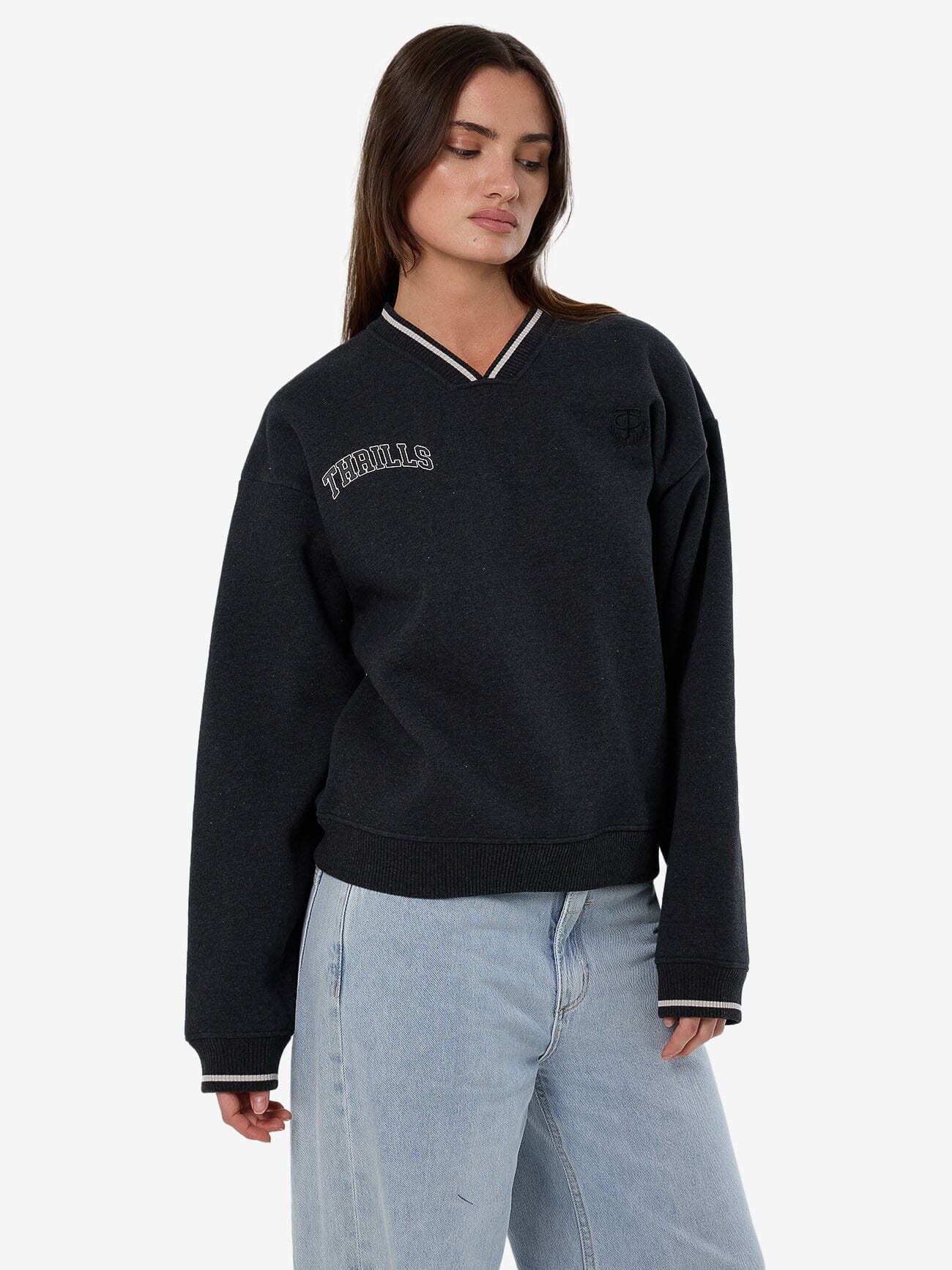 Legacy V Neck Fleece - Black Marle - Image 6