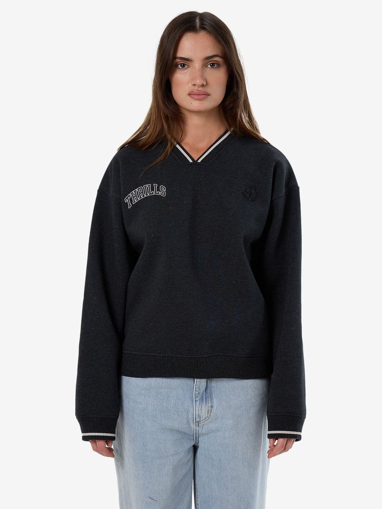 Legacy V Neck Fleece - Black Marle - Image 7