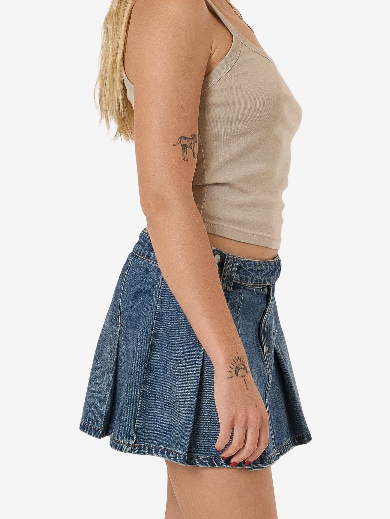 Lucie Pleated Skirt - Vintage Indigo Fade - Image 5