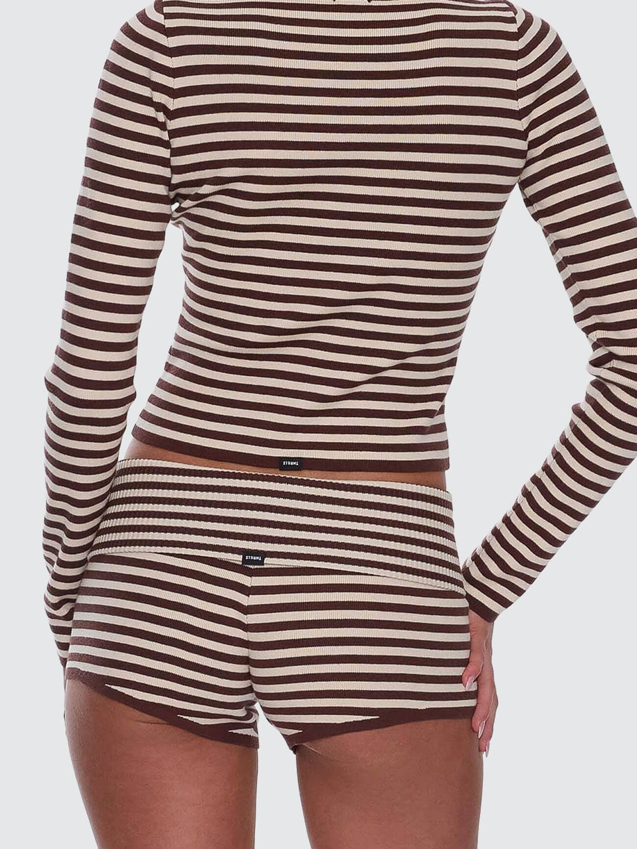 Mackenzie Knit Booty Short - Butter Cream Stripe - Image 4