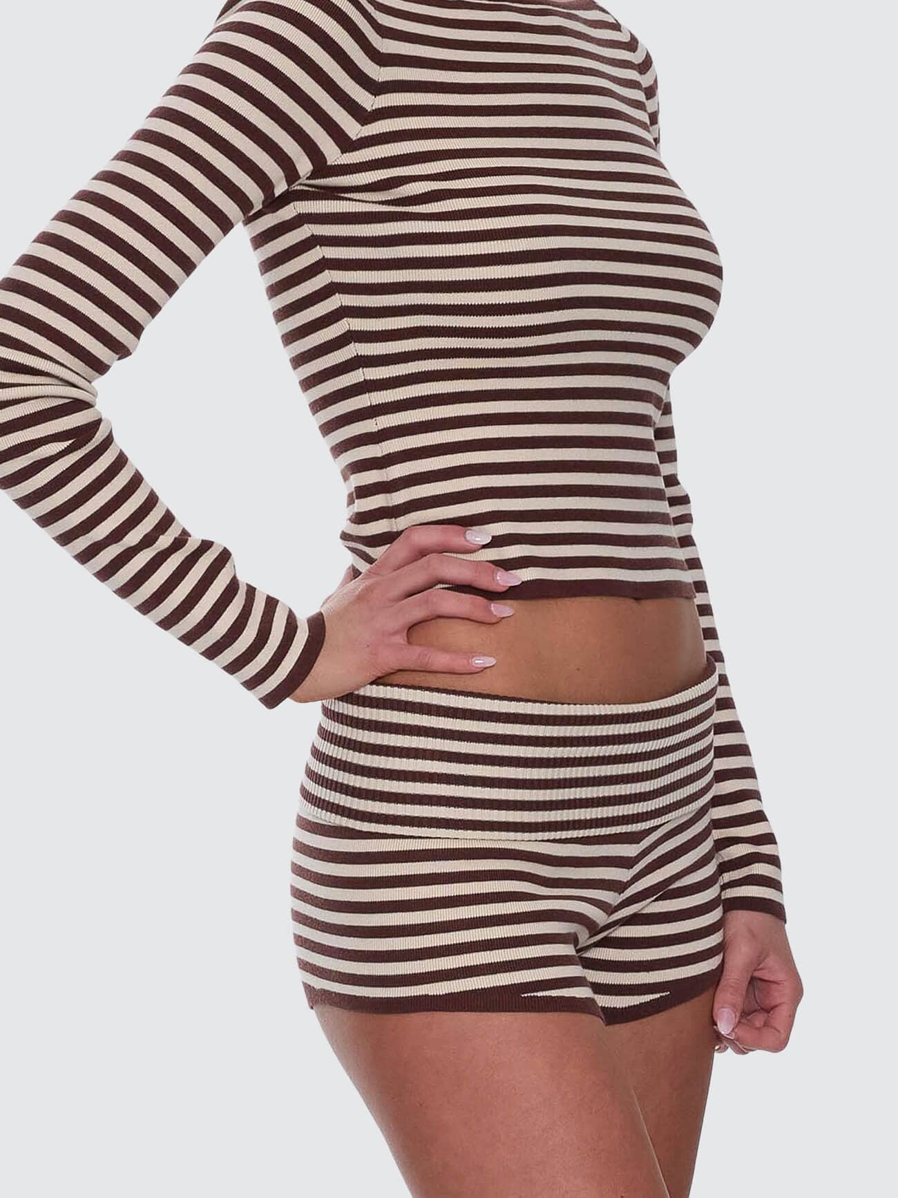 Mackenzie Knit Booty Short - Butter Cream Stripe - Image 5