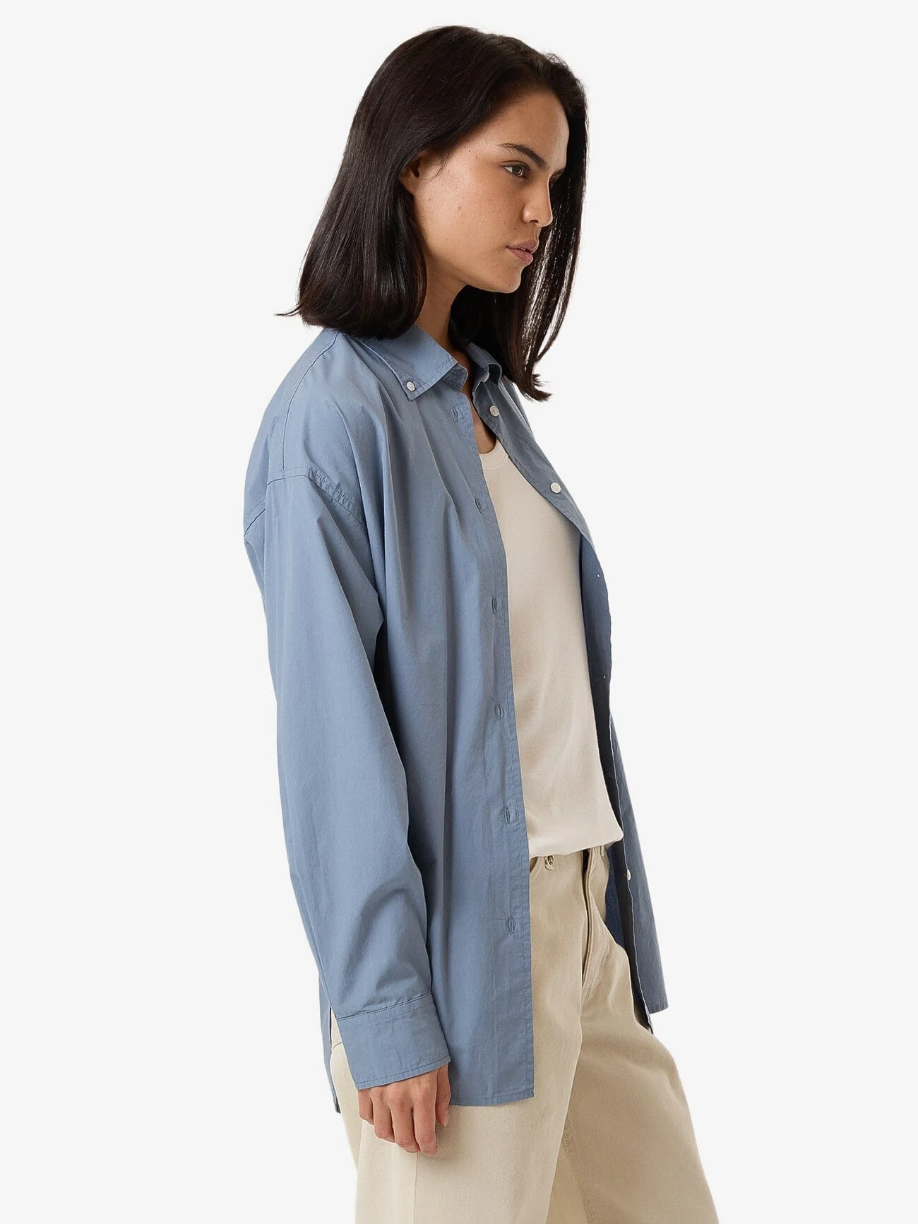 Maxwell Poplin Oversized Shirt - Dusty Blue - Image 3