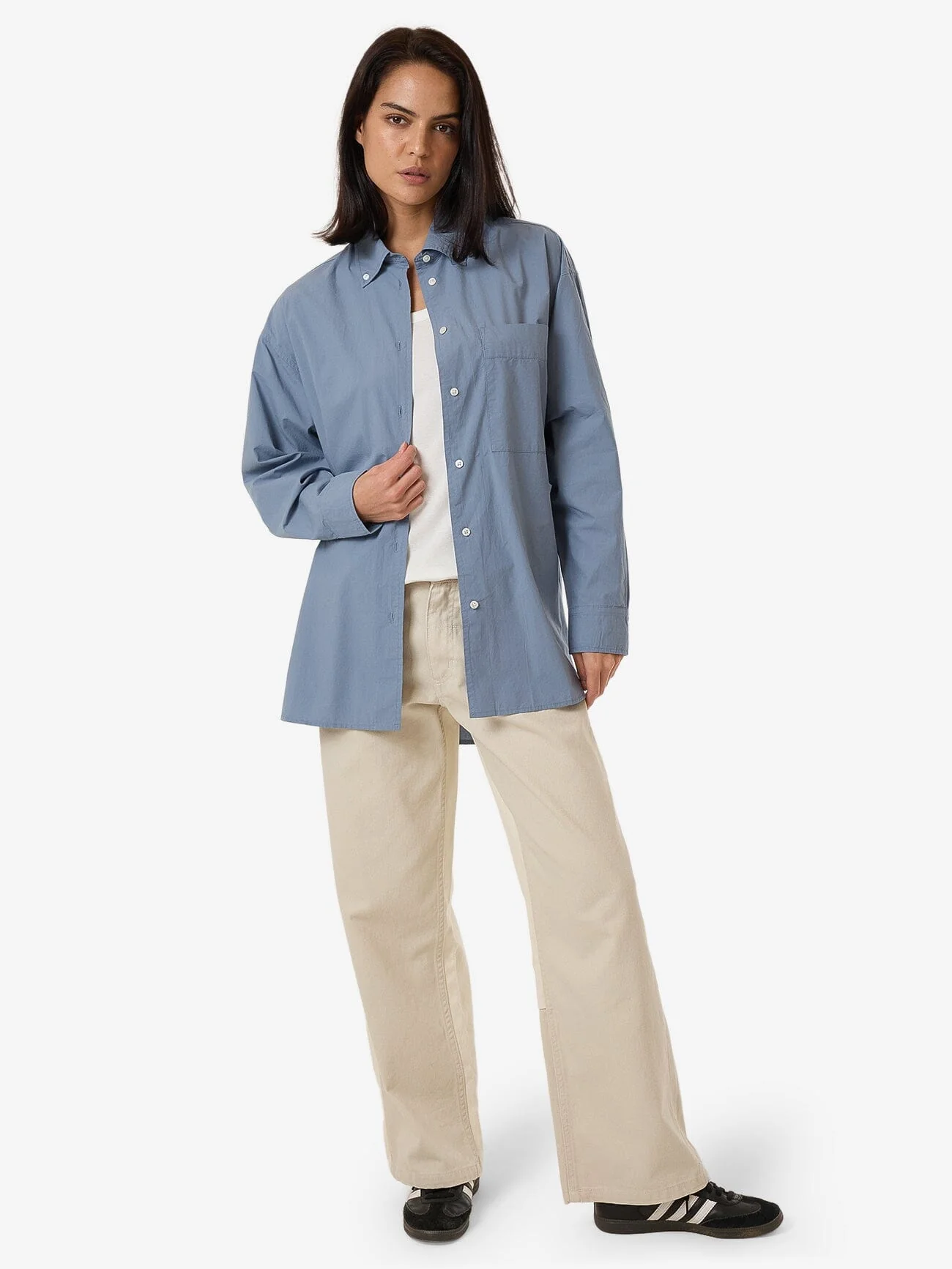 Maxwell Poplin Oversized Shirt - Dusty Blue - Image 5