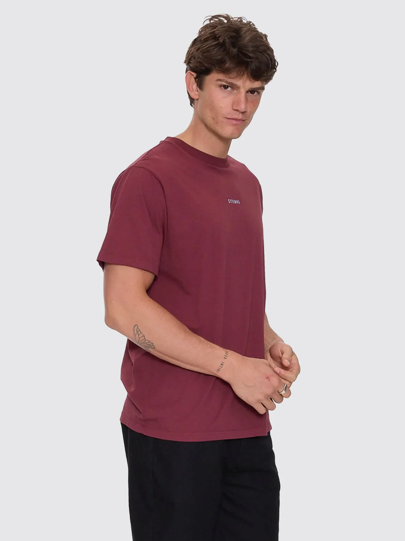 Minimal Thrills Merch Fit Tee - New Maroon - Image 6