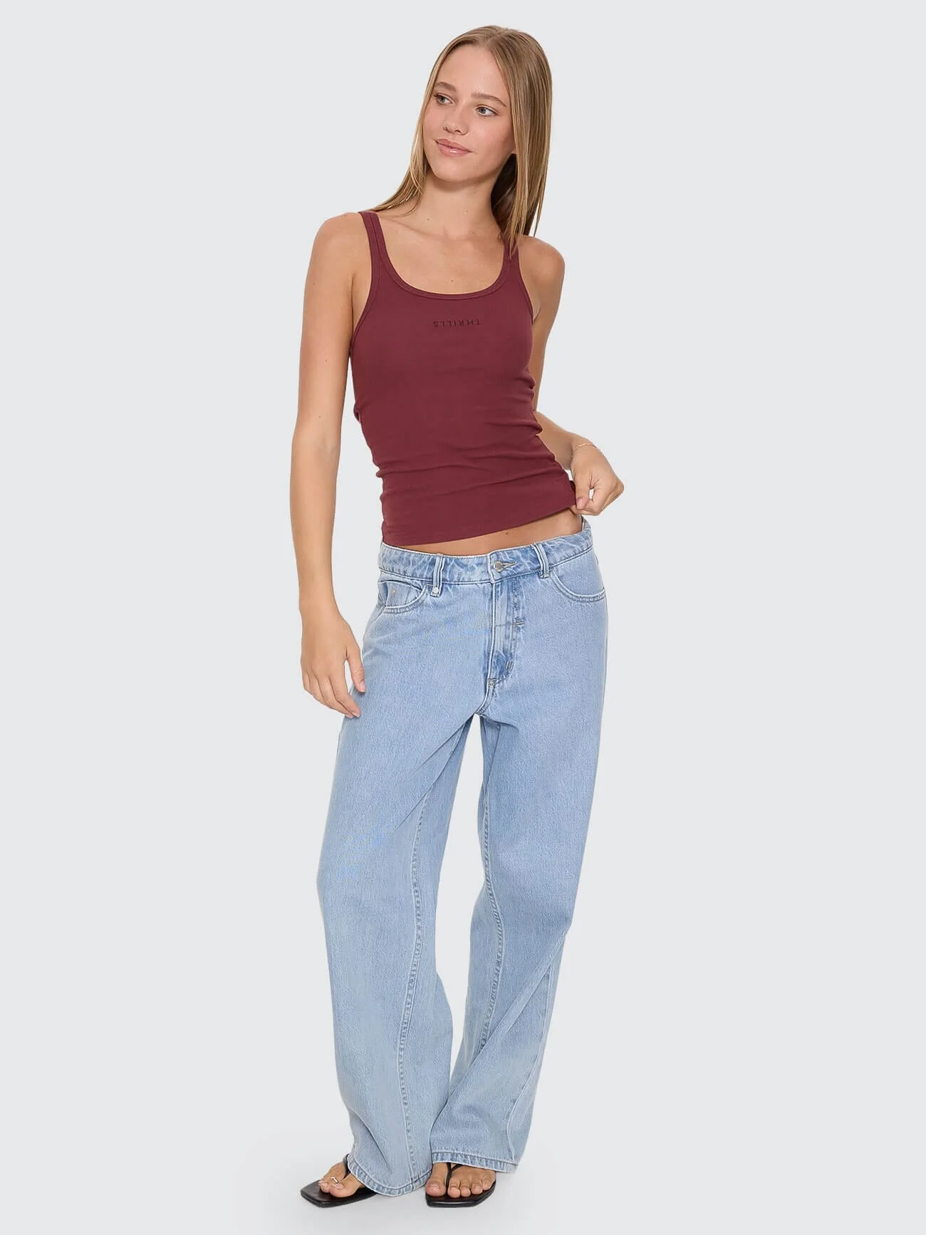 Minimal Thrills Scoop Tank - New Maroon - Image 5