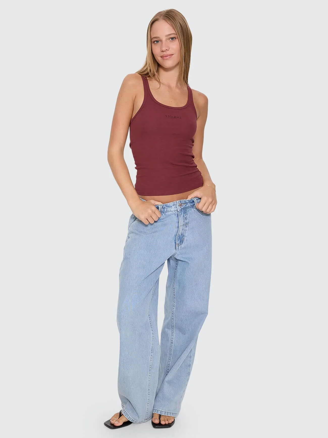 Minimal Thrills Scoop Tank - New Maroon - Image 6