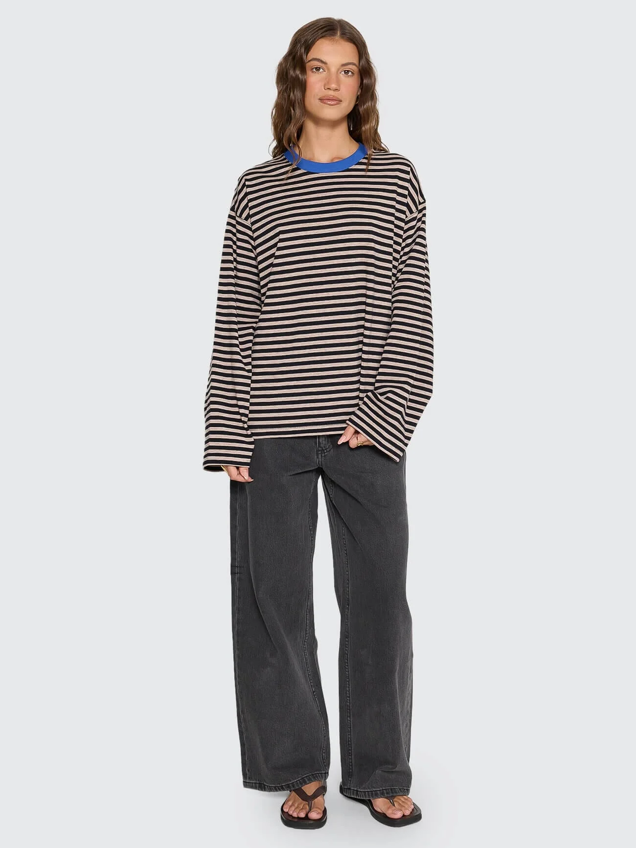 Muse Long Sleeve Oversize Tee - Brown Marle Stripe - Image 3