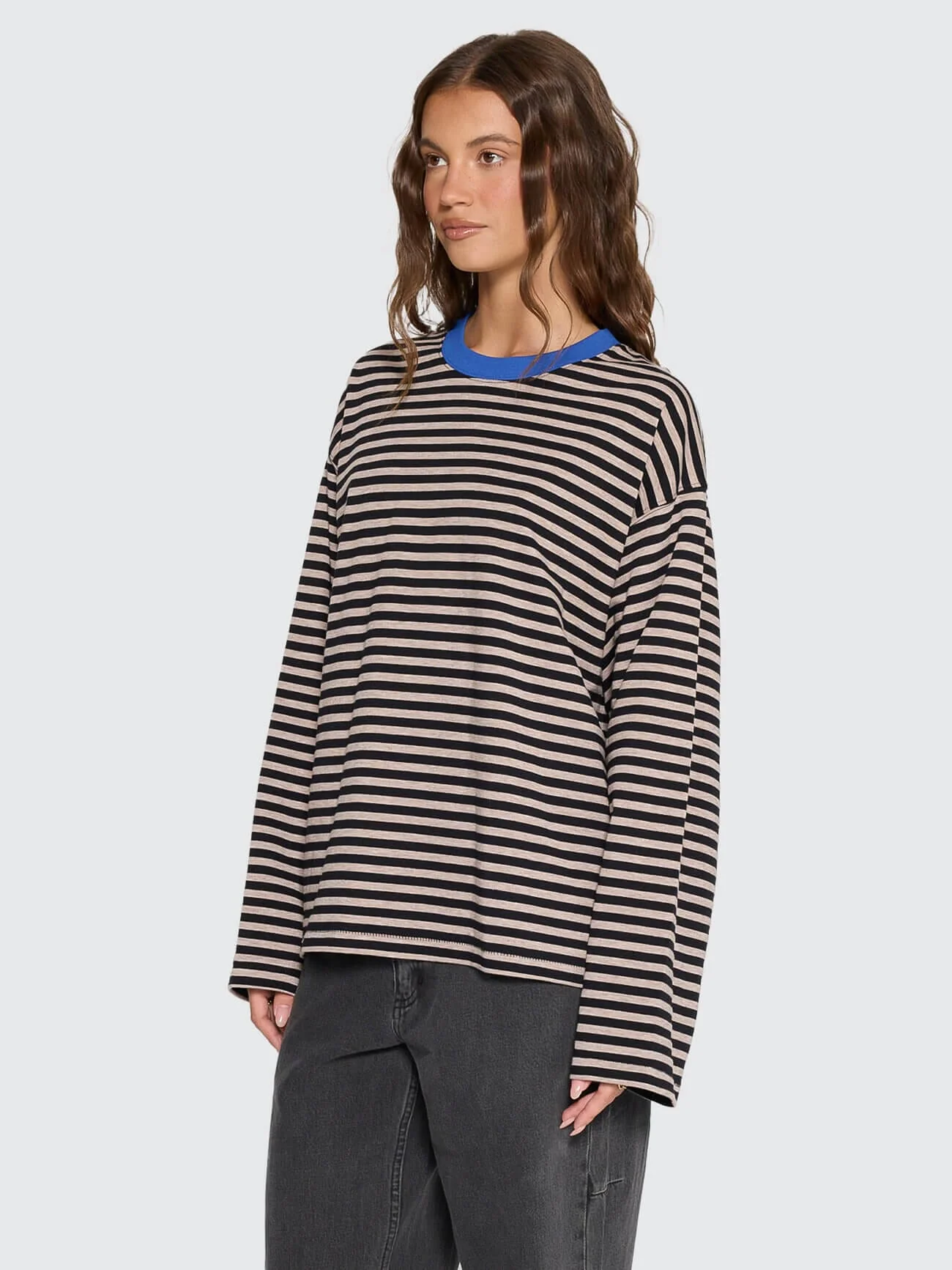 Muse Long Sleeve Oversize Tee - Brown Marle Stripe - Image 4