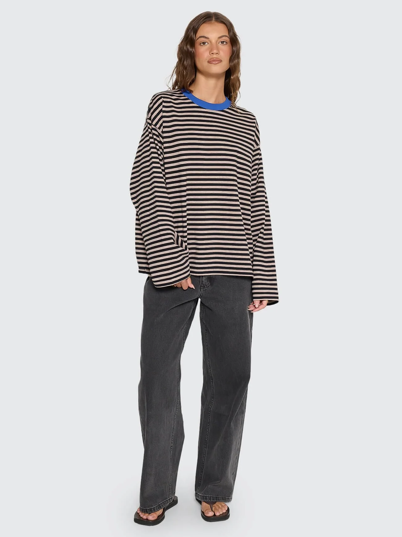 Muse Long Sleeve Oversize Tee - Brown Marle Stripe - Image 7