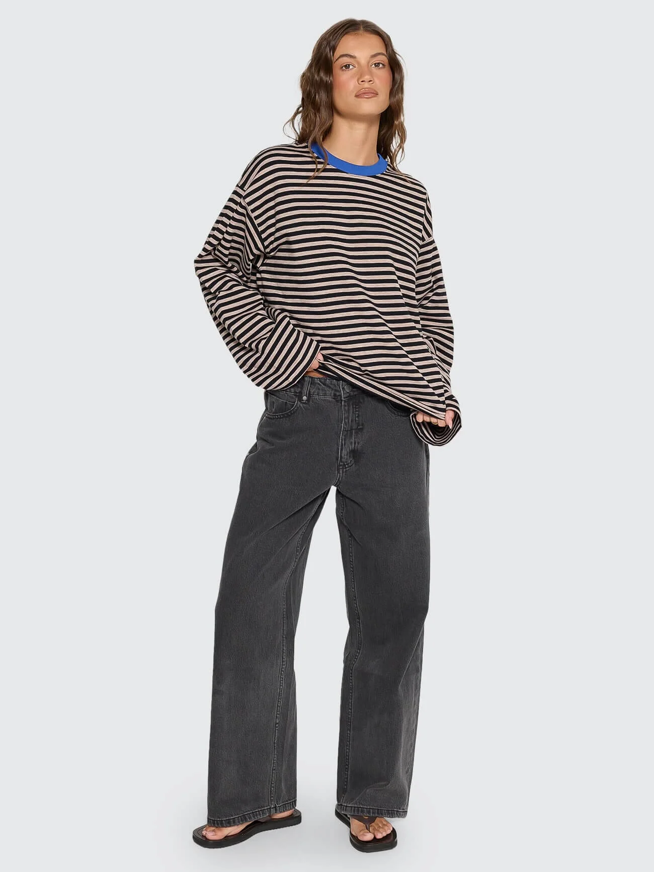 Muse Long Sleeve Oversize Tee - Brown Marle Stripe - Image 9
