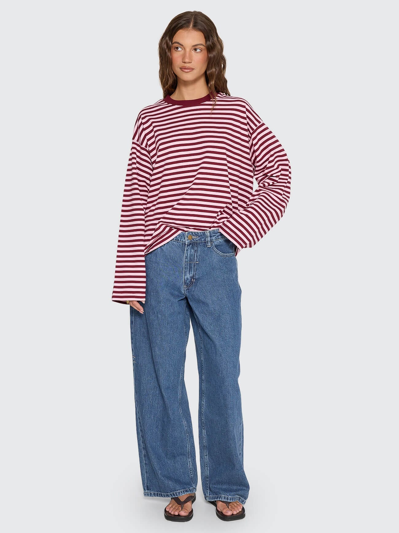 Muse Long Sleeve Oversize Tee - Cherry Red Stripe - Image 5