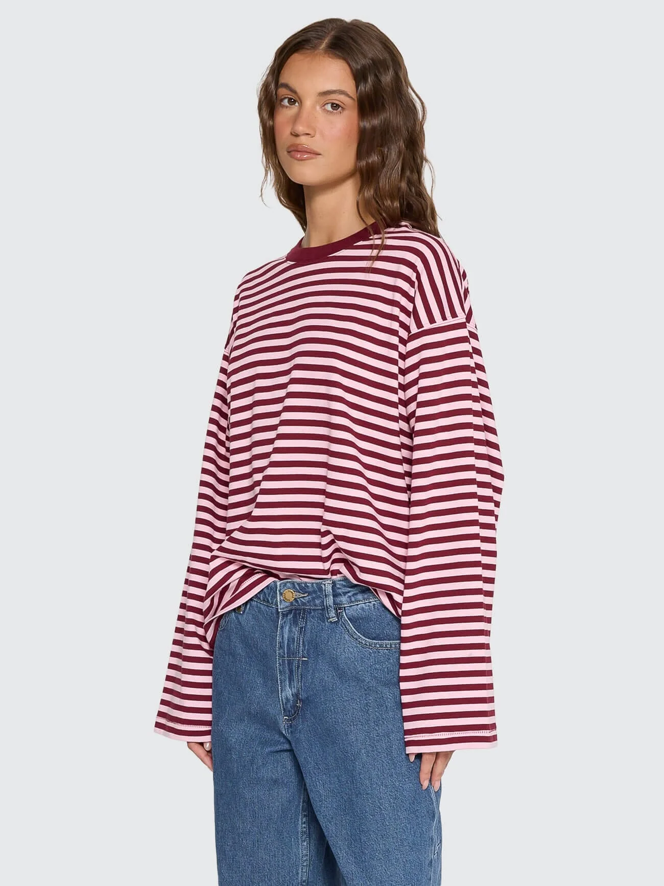 Muse Long Sleeve Oversize Tee - Cherry Red Stripe - Image 6
