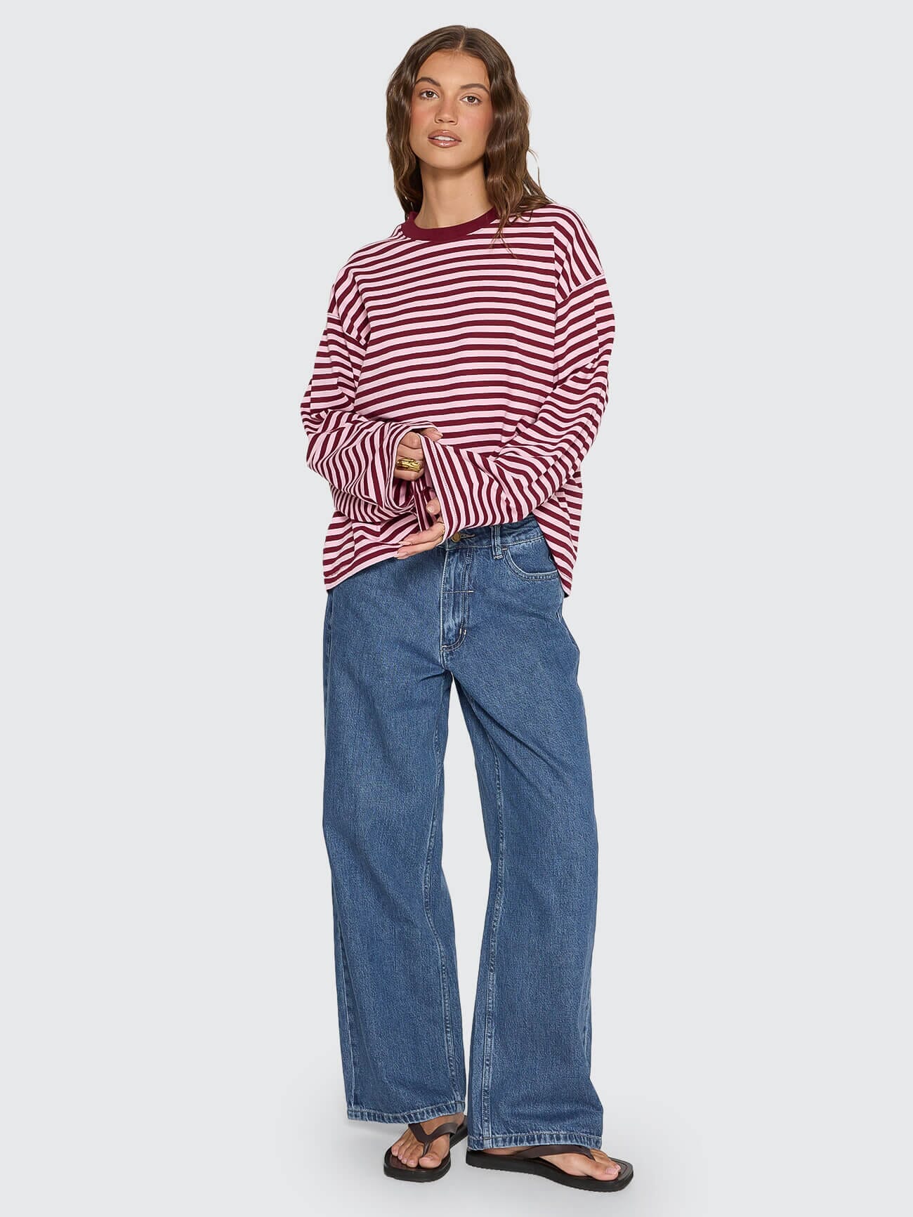 Muse Long Sleeve Oversize Tee - Cherry Red Stripe - Image 8