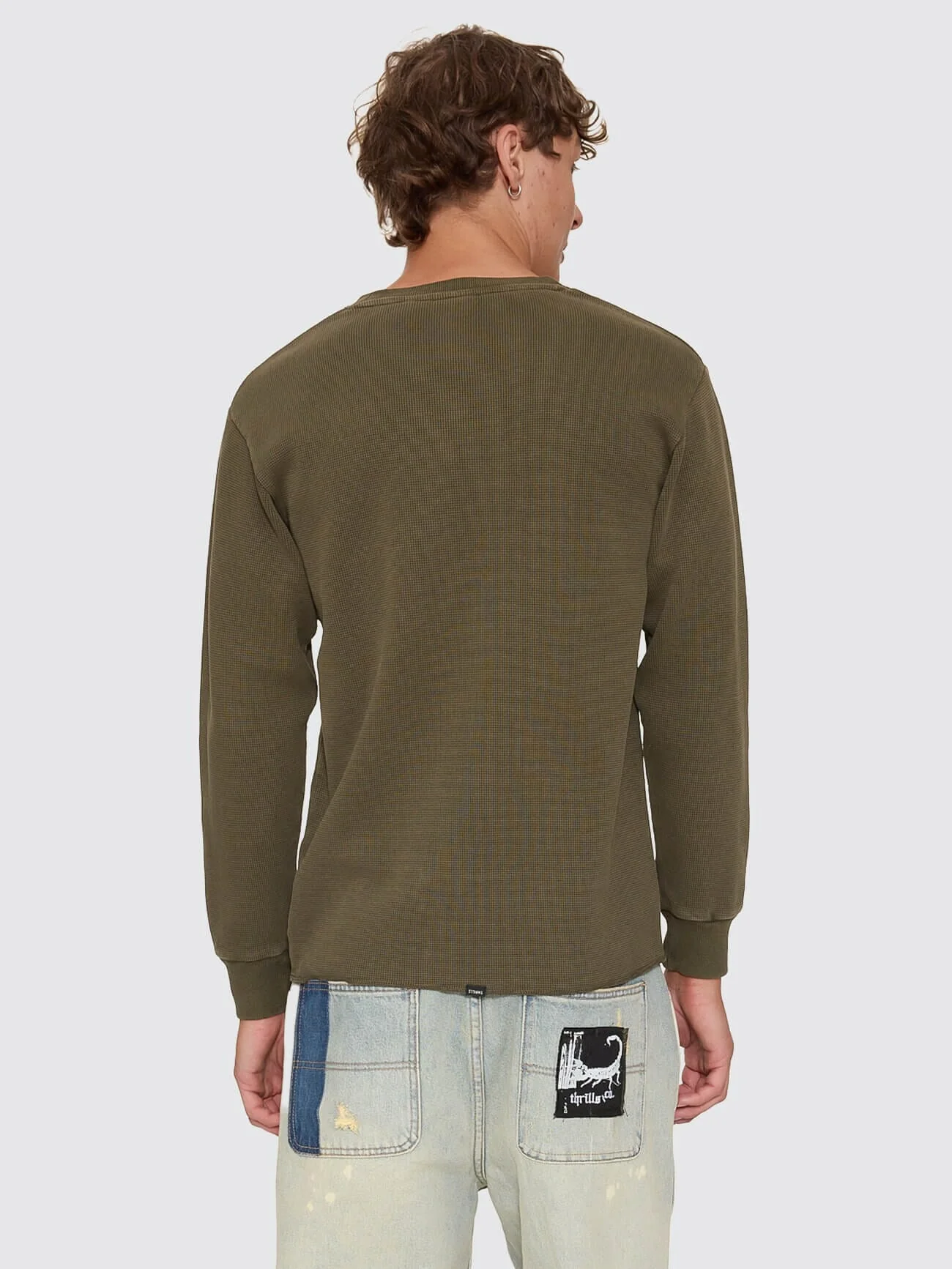 New Delusions Waffle Long Sleeve - Olive Night - Image 3