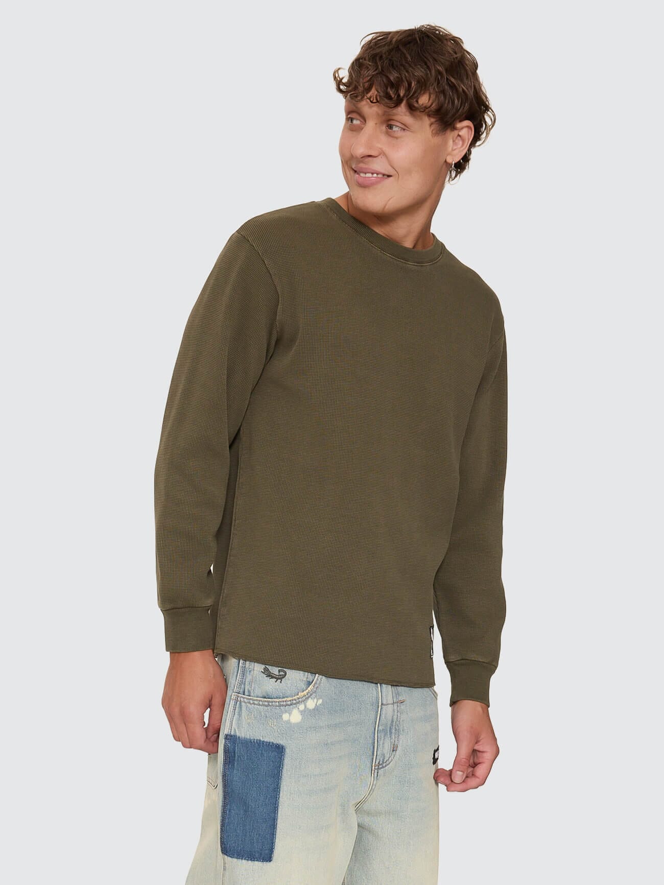 New Delusions Waffle Long Sleeve - Olive Night - Image 4