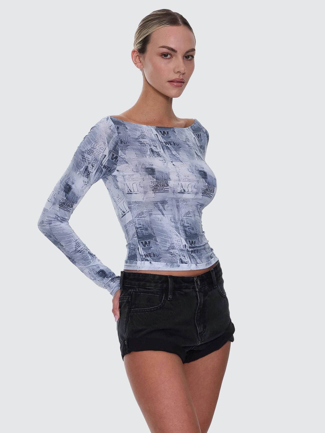 Paper Trail Long Sleeve Top - Grey Matter - Image 3