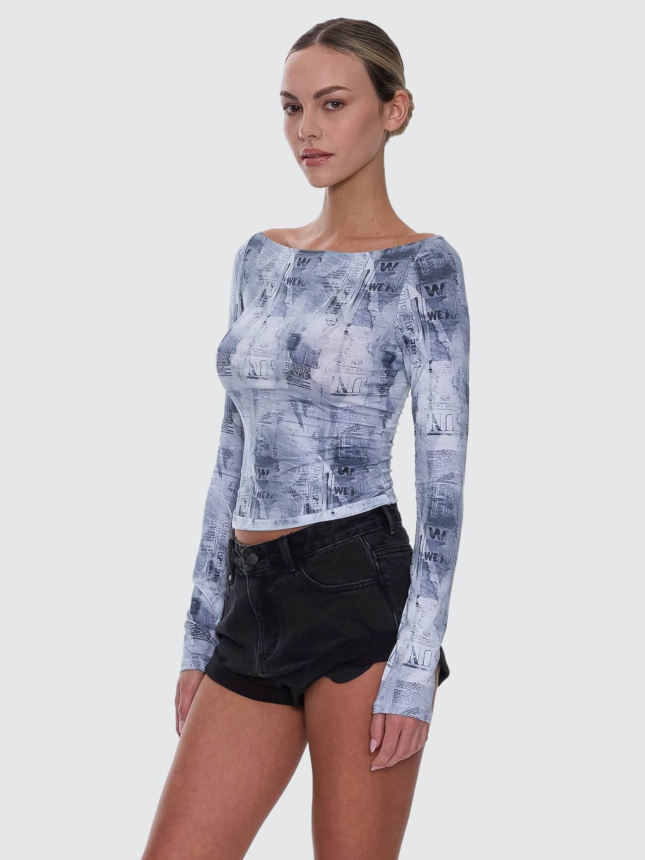 Paper Trail Long Sleeve Top - Grey Matter - Image 5