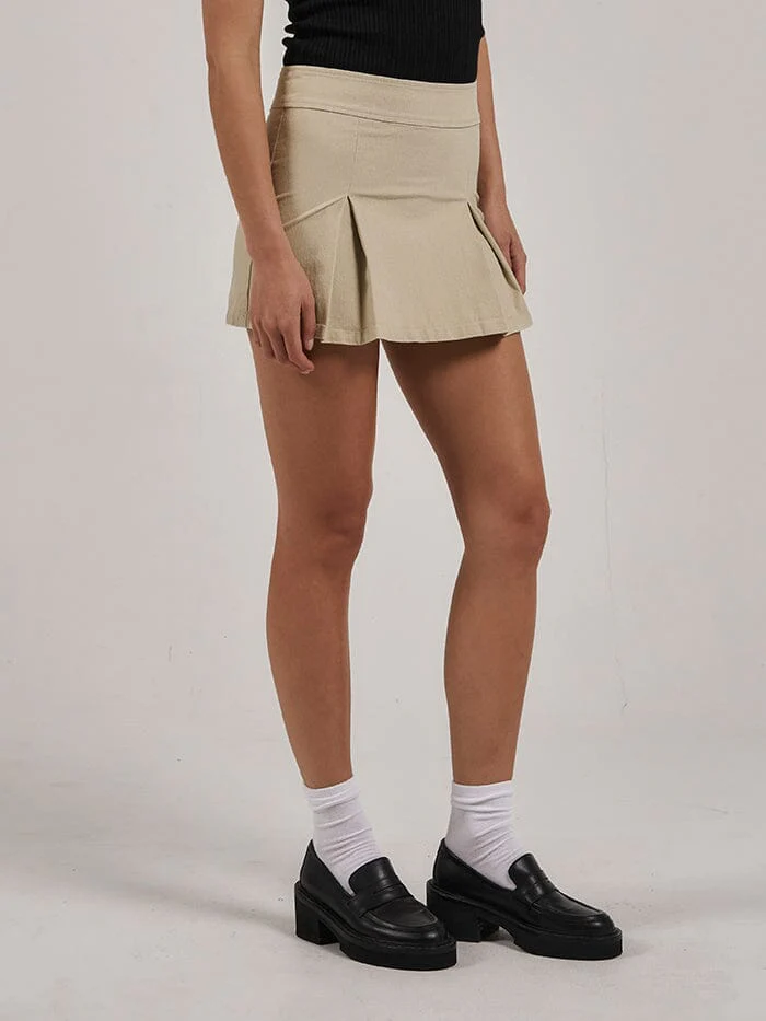Reese Pleated Skirt - Oatmeal - Image 4