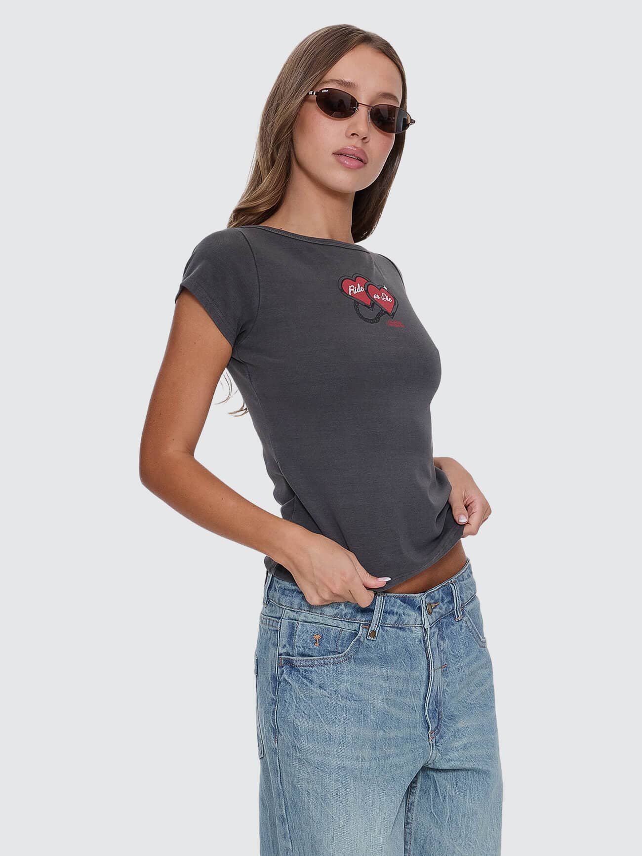 Ride Or Die Boat Neck Tee - Merch Black - Image 6