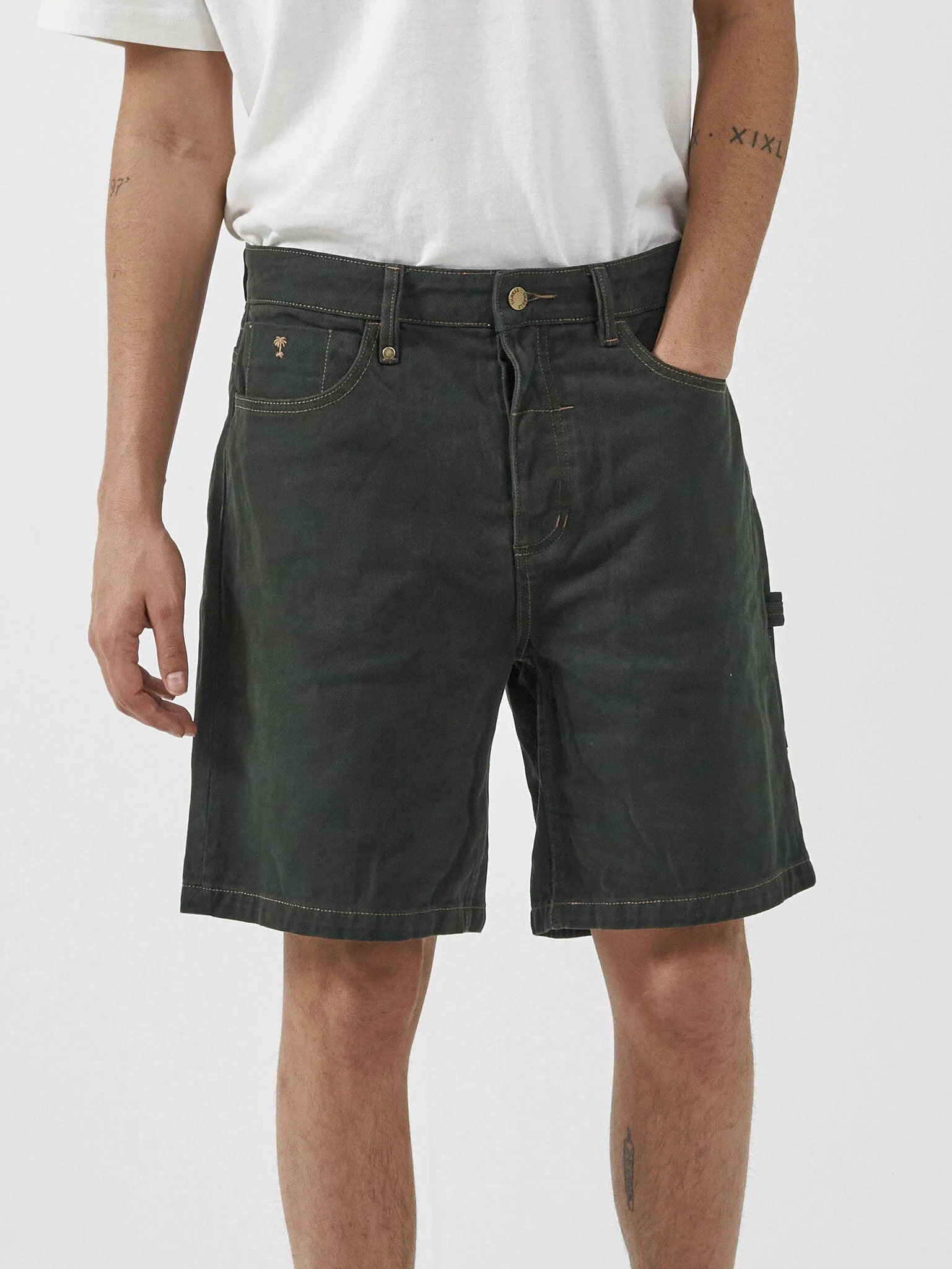 Slacker Denim Short - Oil Green-Tobacco - Image 5
