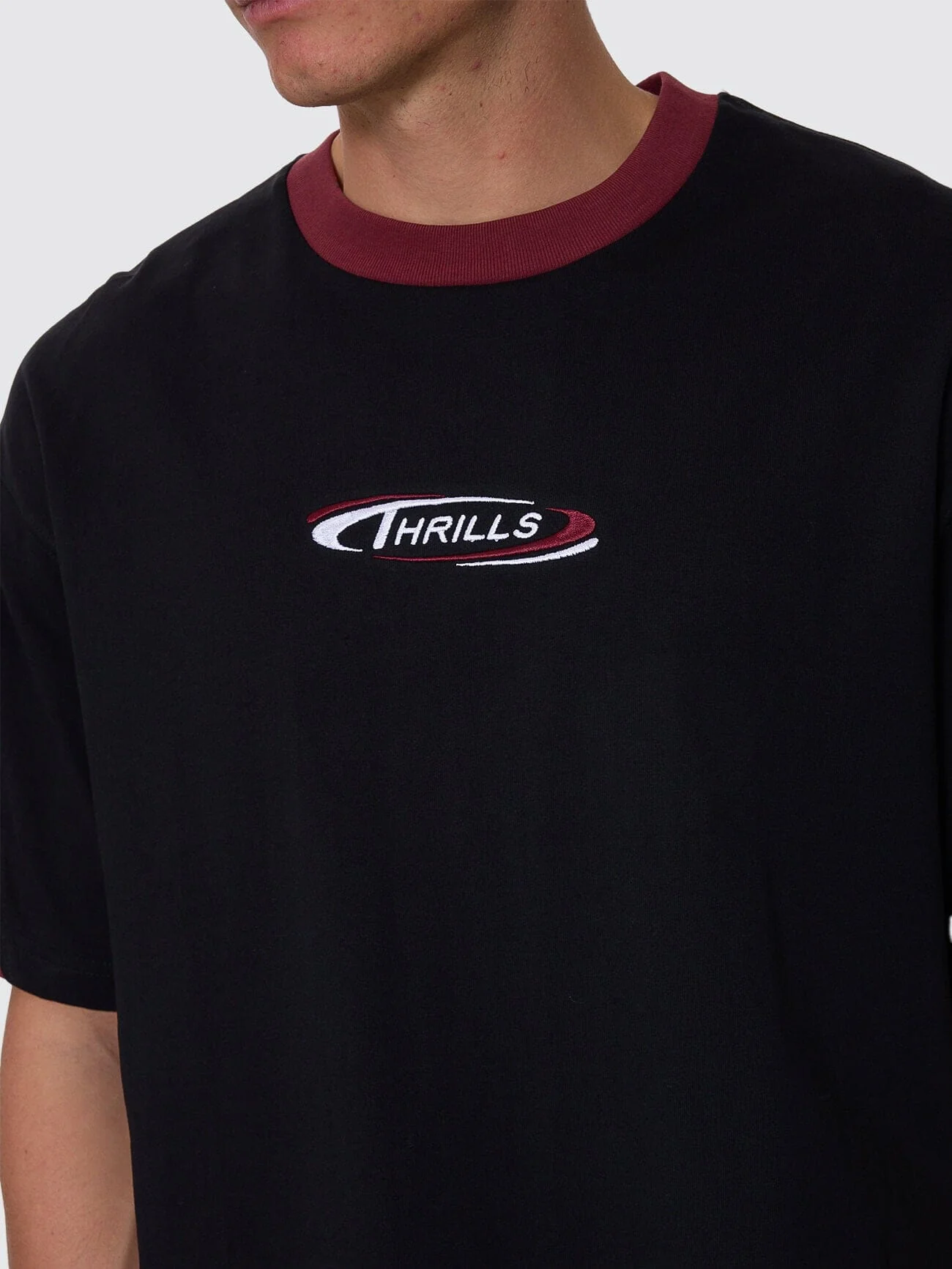 Spectral Panel Box Fit Oversize Cropped Tee - Black - Image 2