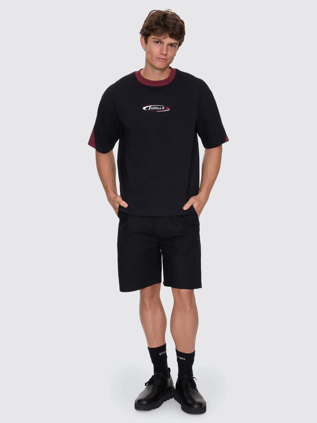 Spectral Panel Box Fit Oversize Cropped Tee - Black - Image 3