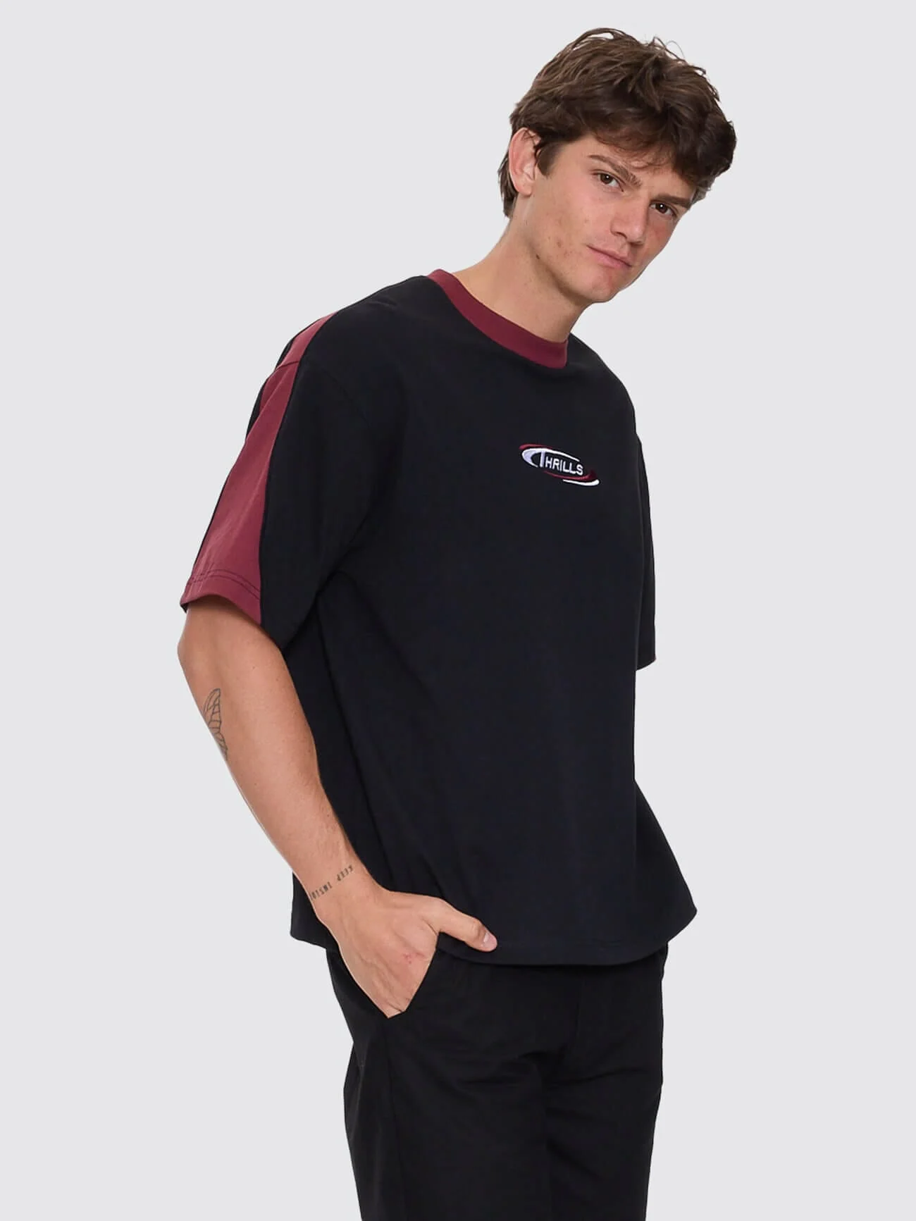 Spectral Panel Box Fit Oversize Cropped Tee - Black - Image 6