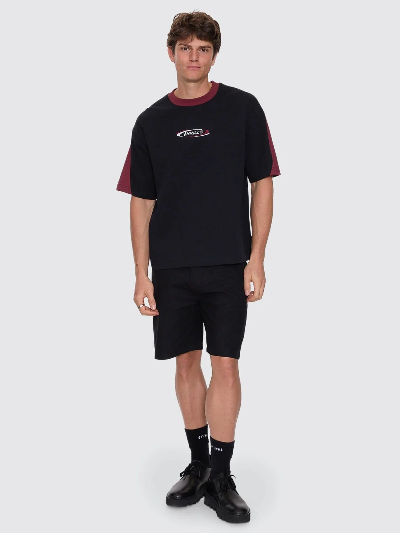 Spectral Panel Box Fit Oversize Cropped Tee - Black - Image 7