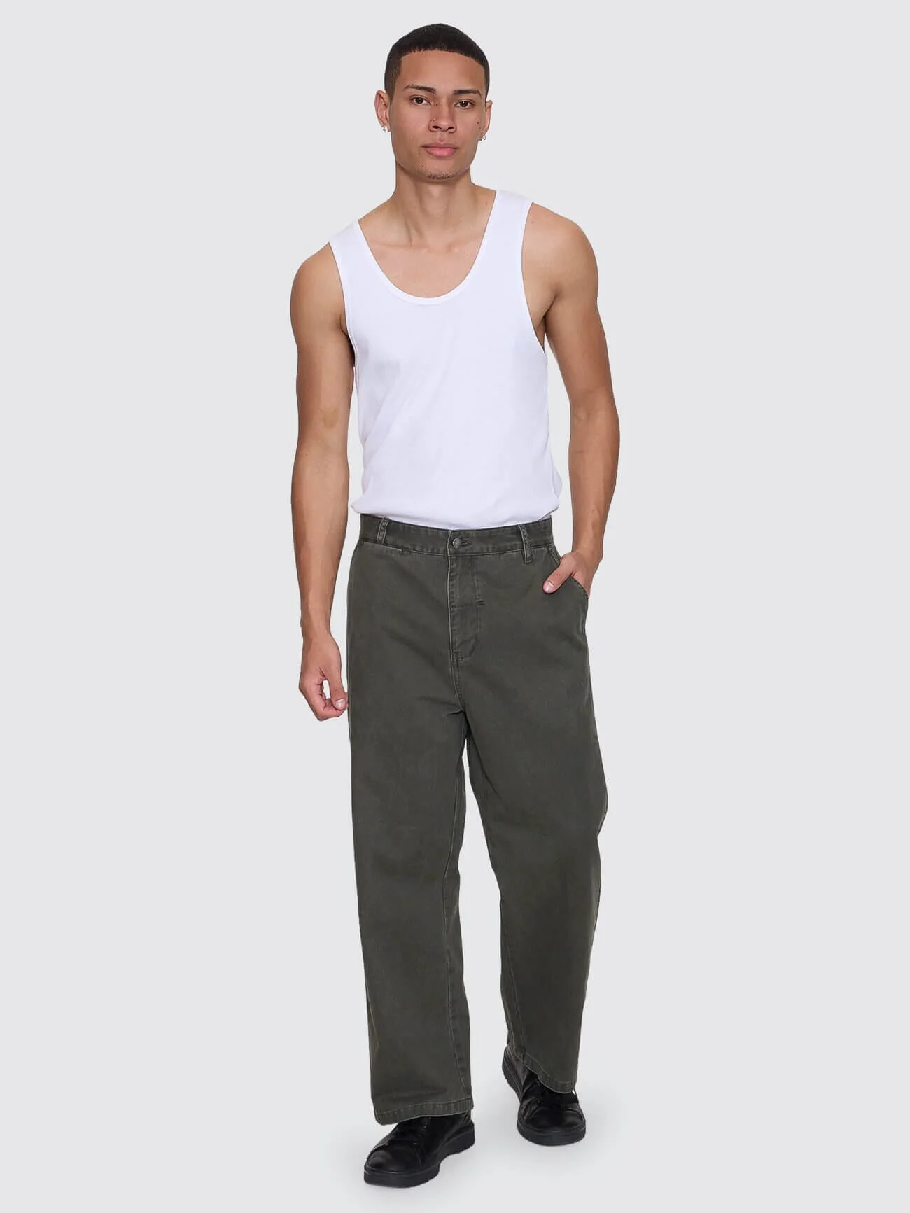 Stagger Big Slacker Cropped Pant - Oil Green - Image 3