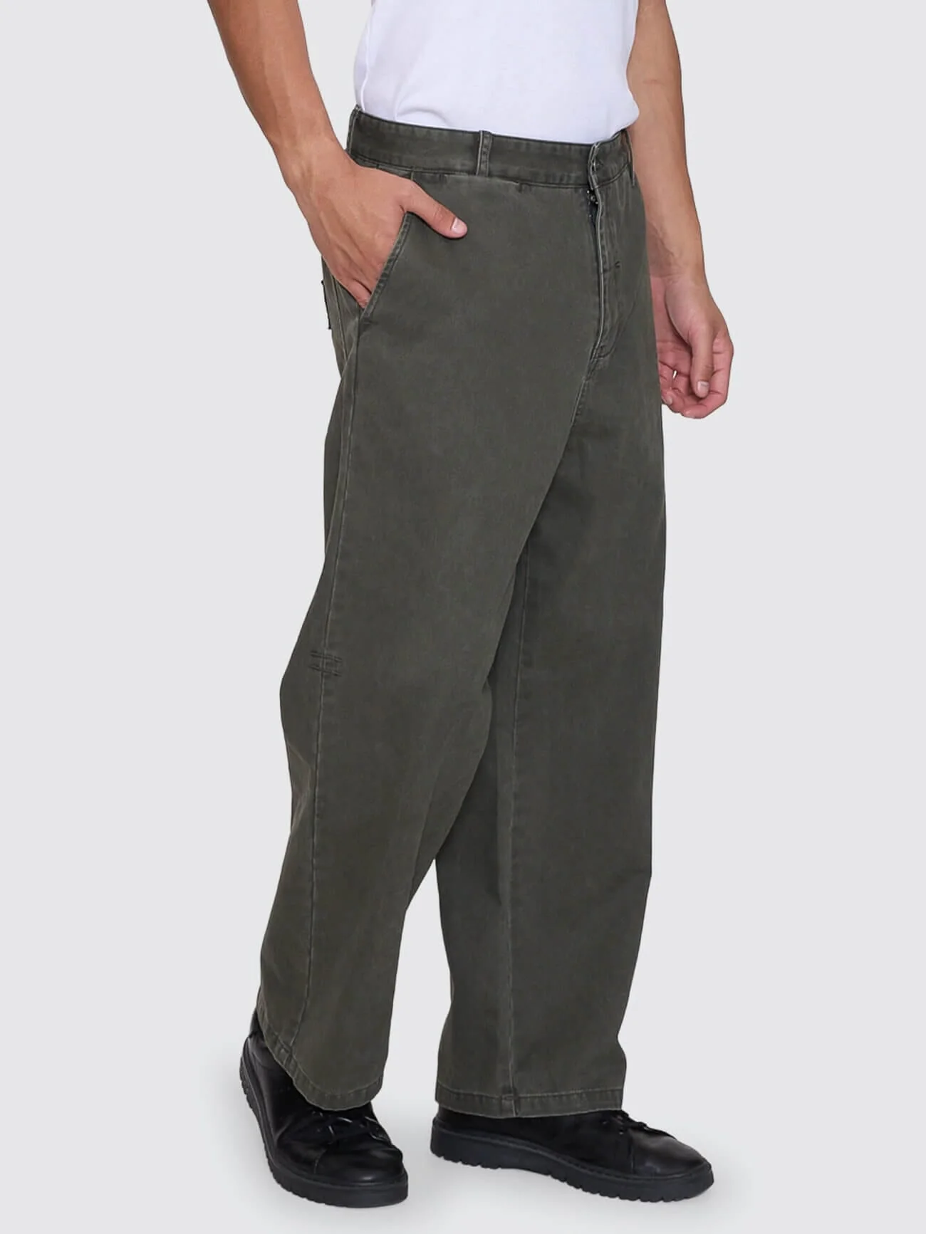 Stagger Big Slacker Cropped Pant - Oil Green - Image 6