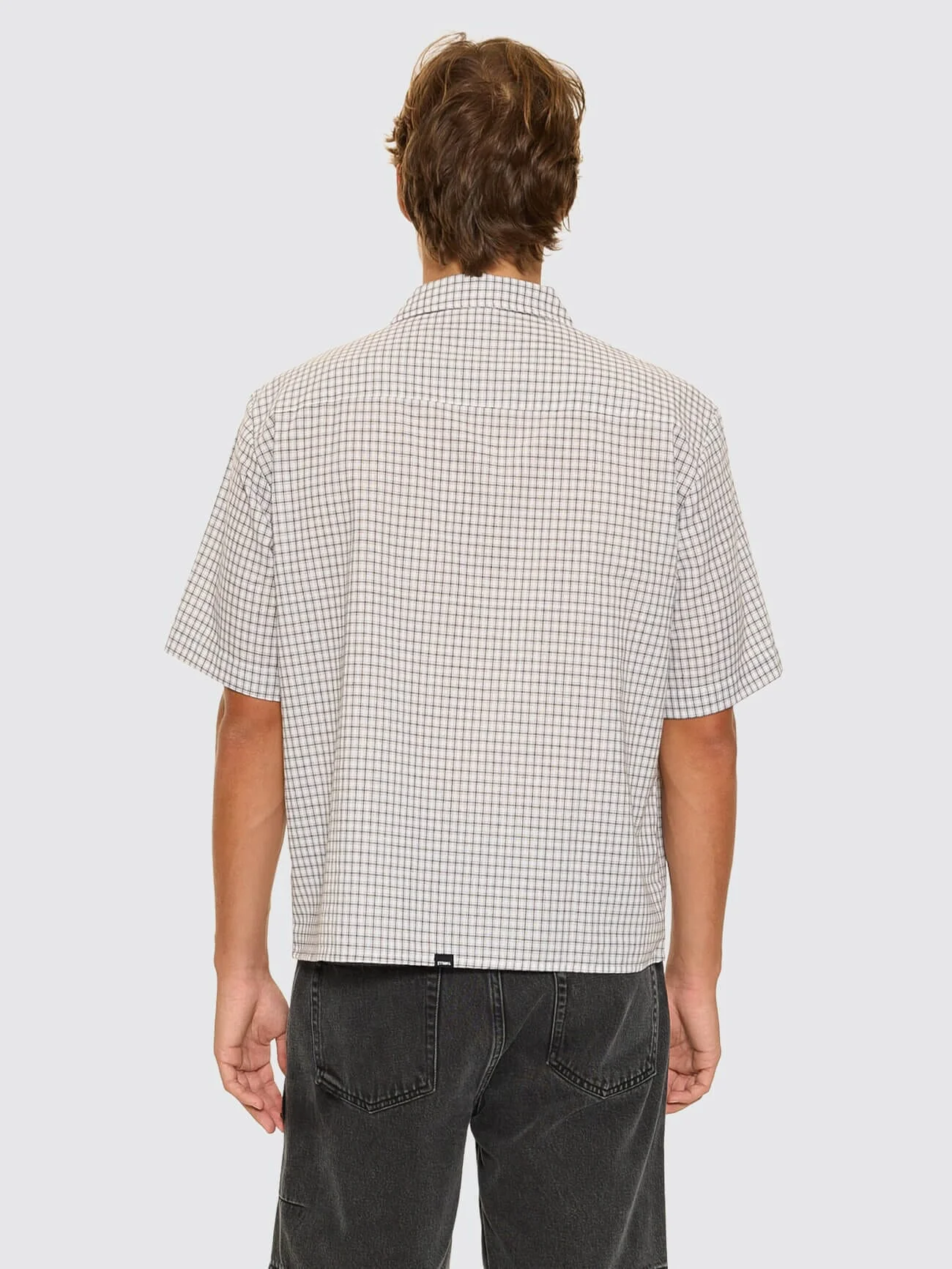 Super Charged Short Sleeve Cropped Check Work Shirt - White - Image 7