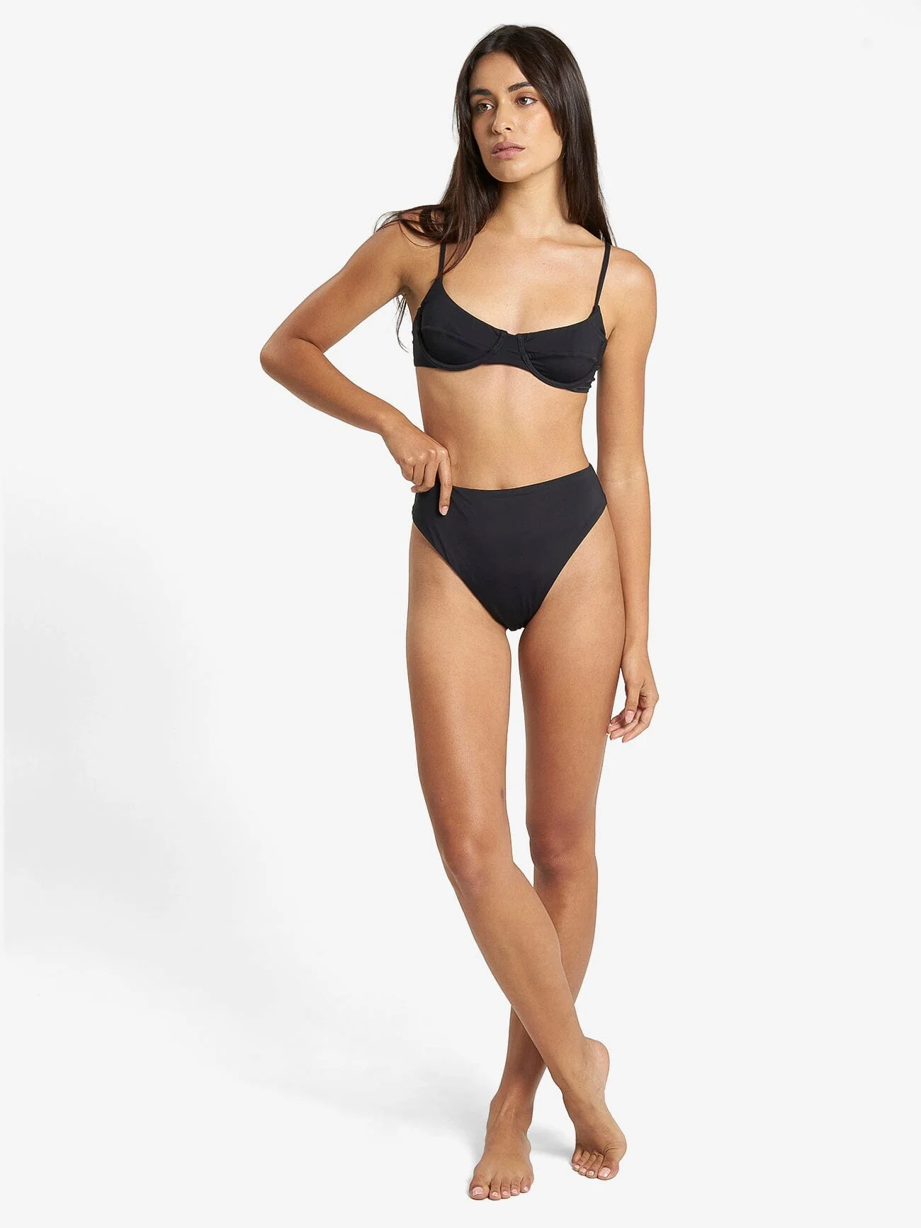 Thrills 90's High Cut Bikini Bottom - Black - Image 5