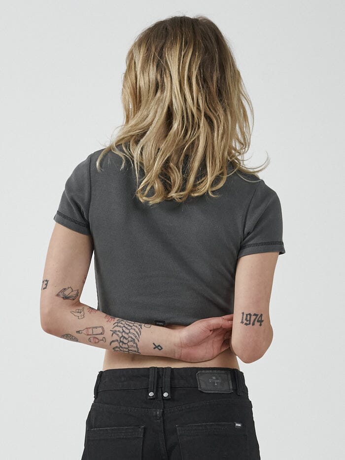 Thrills Golden Wings Baby Crop Tee - Merch Black - Image 2