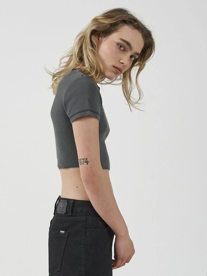 Thrills Golden Wings Baby Crop Tee - Merch Black - Image 4