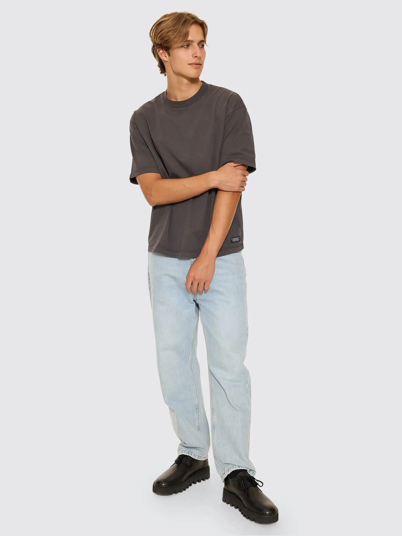 Thrills Military Box Fit Oversized Cropped Tee - Dark Charcoal - Image 5