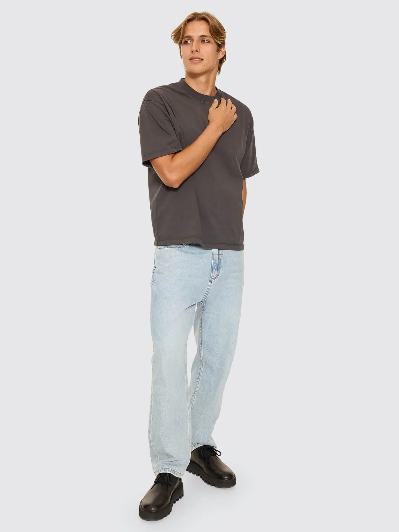 Thrills Military Box Fit Oversized Cropped Tee - Dark Charcoal - Image 6