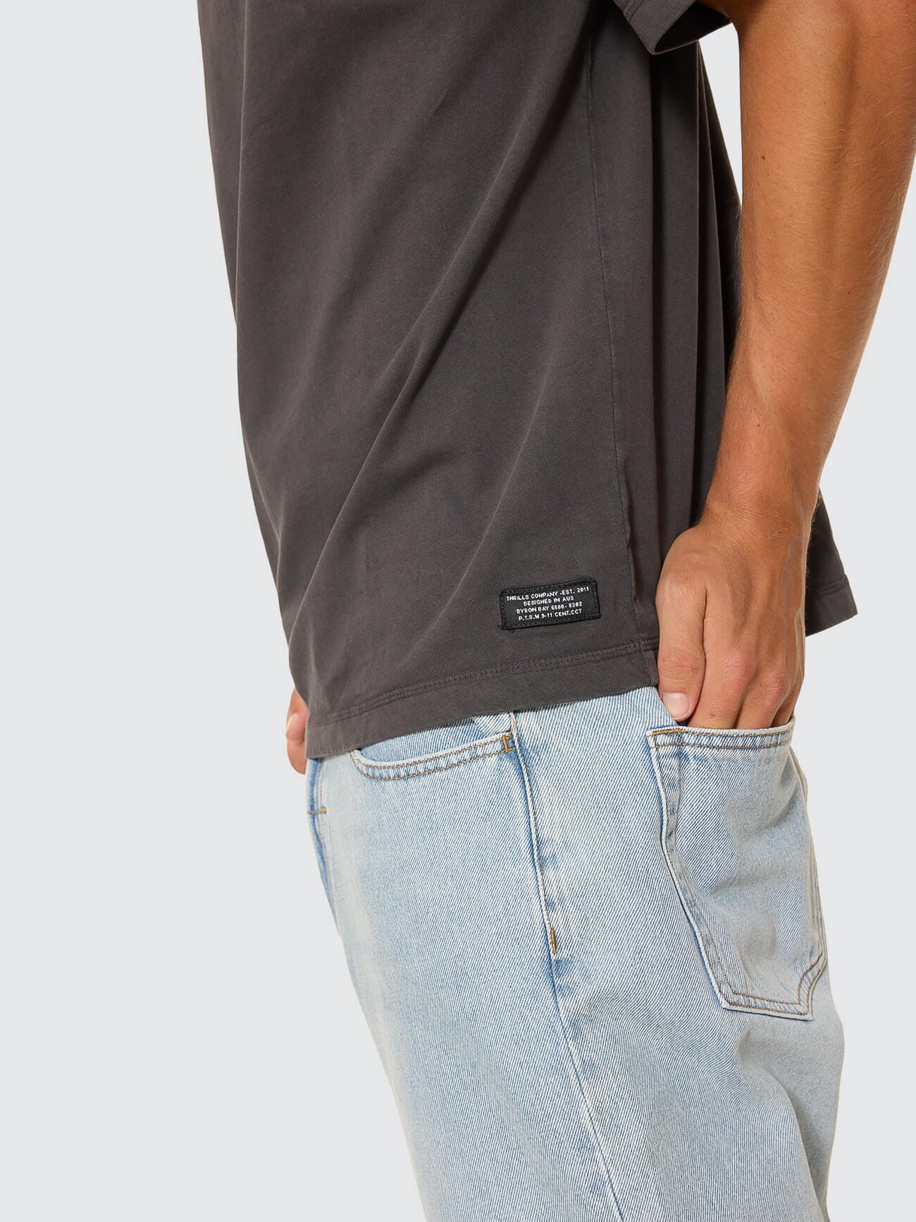 Thrills Military Box Fit Oversized Cropped Tee - Dark Charcoal - Image 7