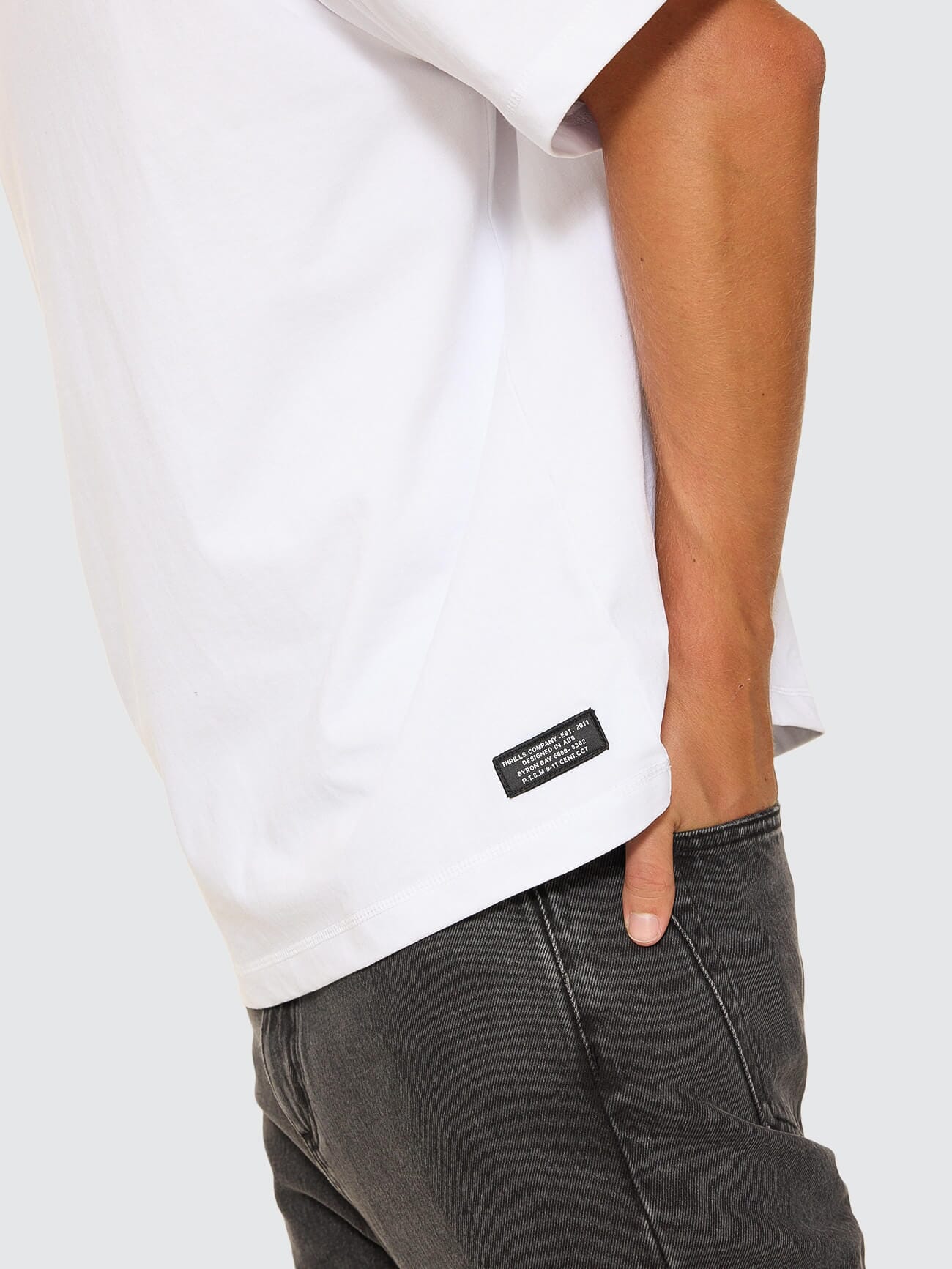 Thrills Military Box Fit Oversized Cropped Tee - White - Image 5