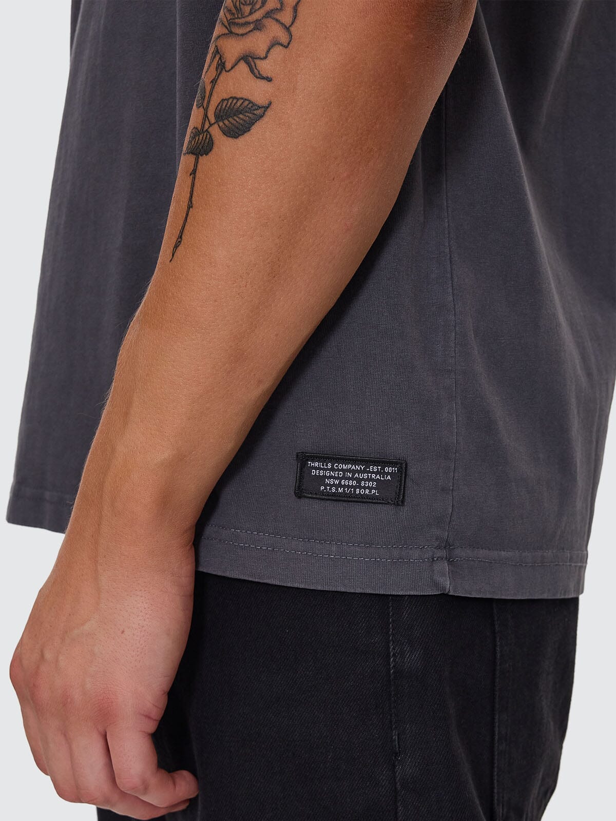 Thrills Military Oversize Fit Tee - Dark Charcoal - Image 6