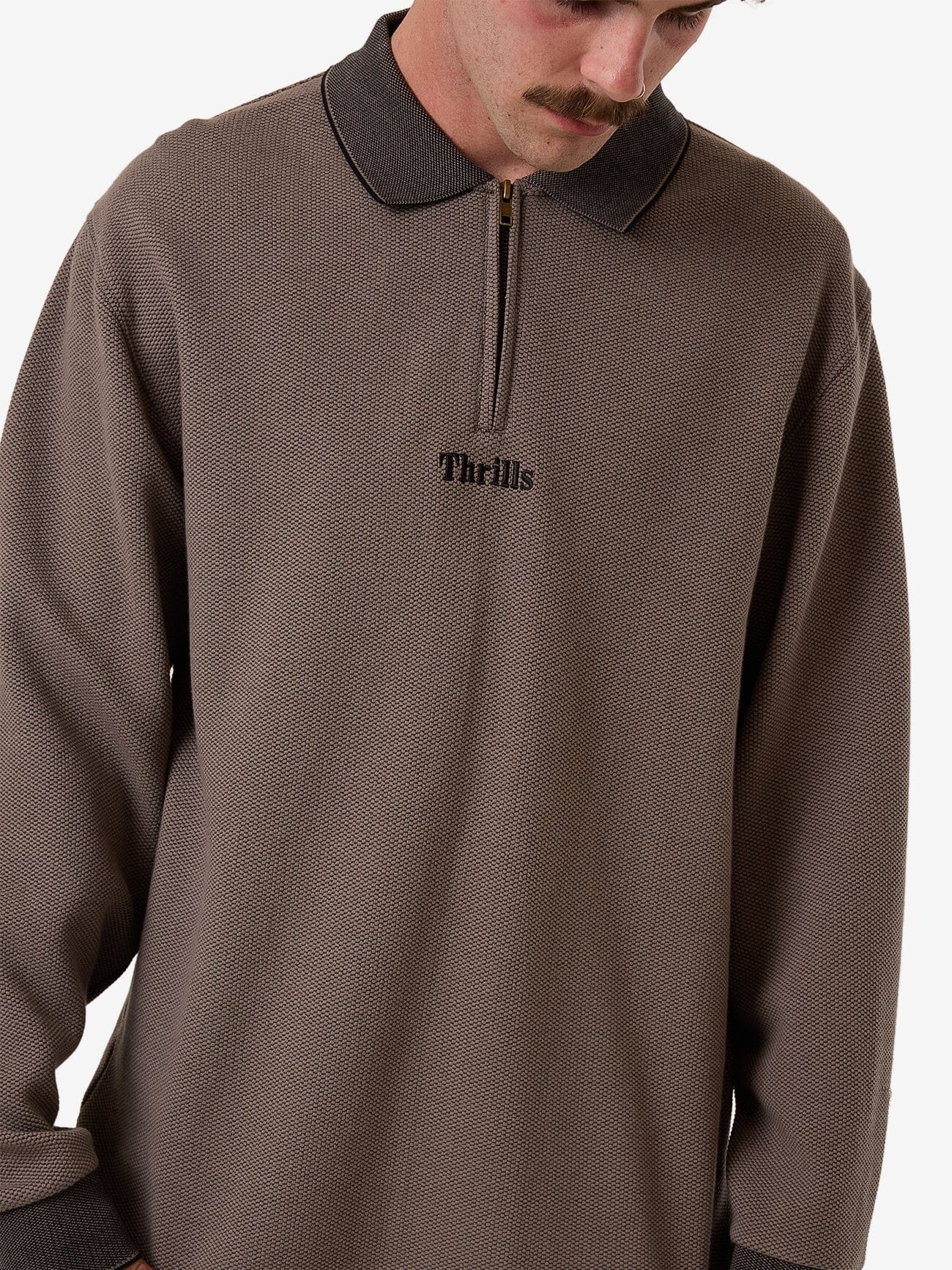 Thrills Union Rugby Jacquard Polo - Falcon - Black - Image 2