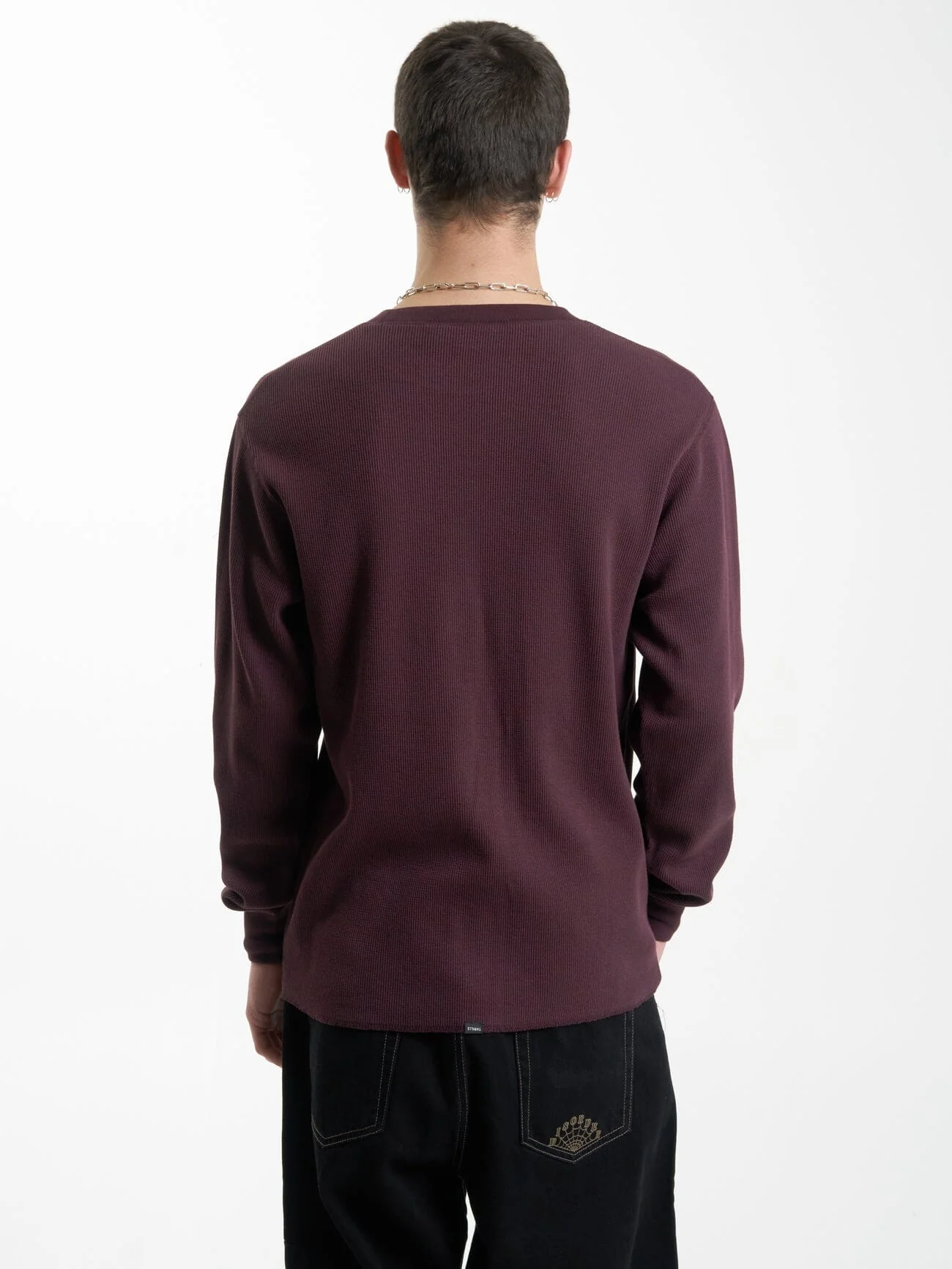 Thrills Union Waffle Long Sleeve - Wine - Image 2