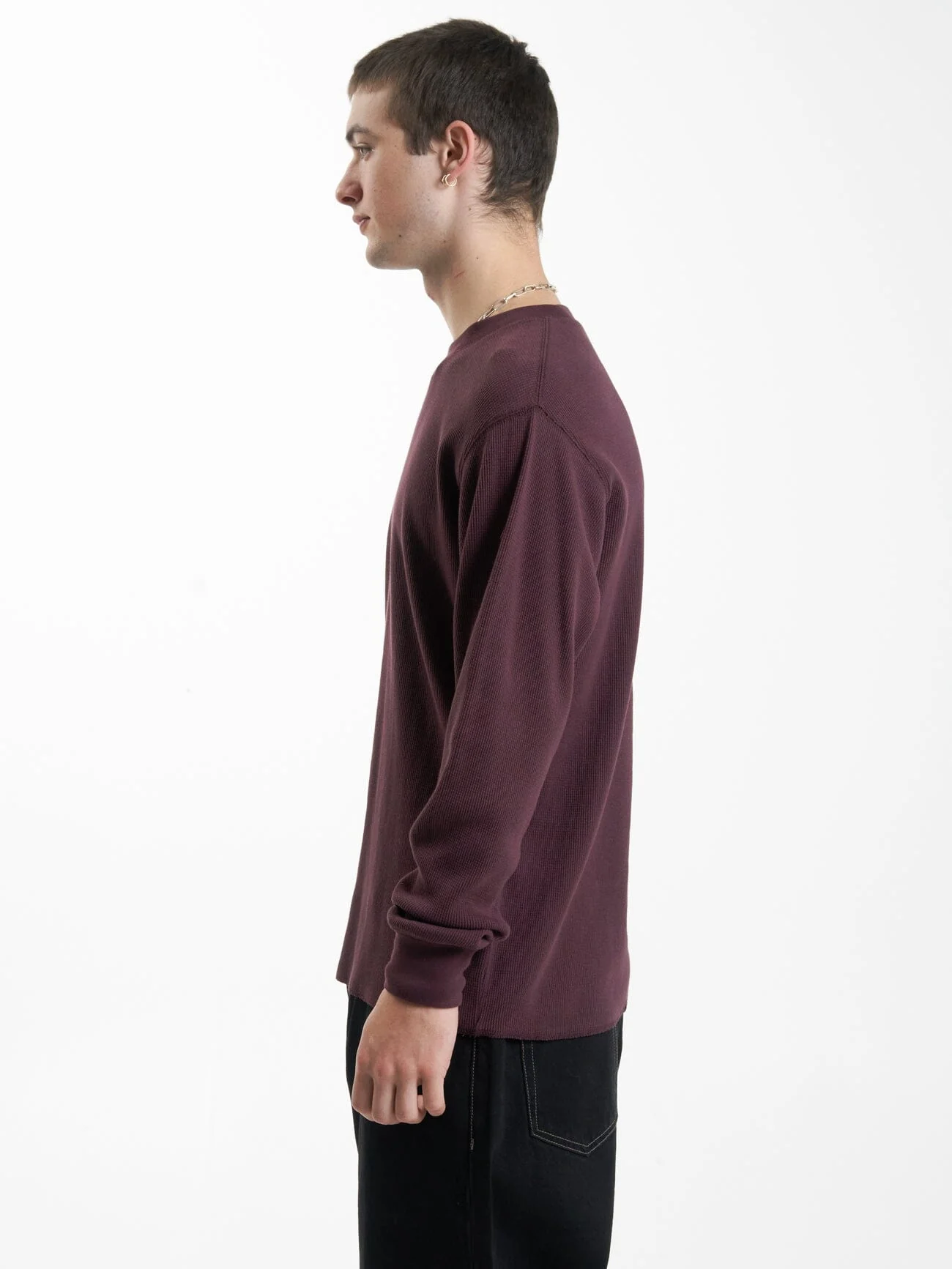 Thrills Union Waffle Long Sleeve - Wine - Image 3