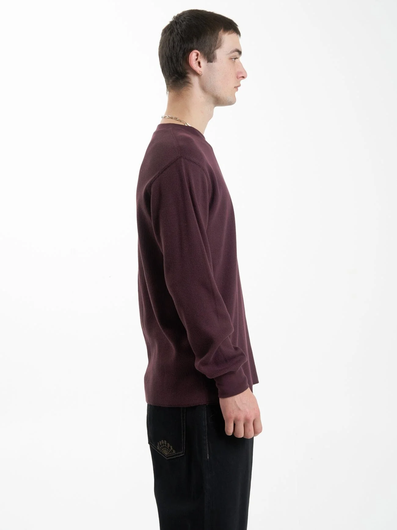 Thrills Union Waffle Long Sleeve - Wine - Image 4