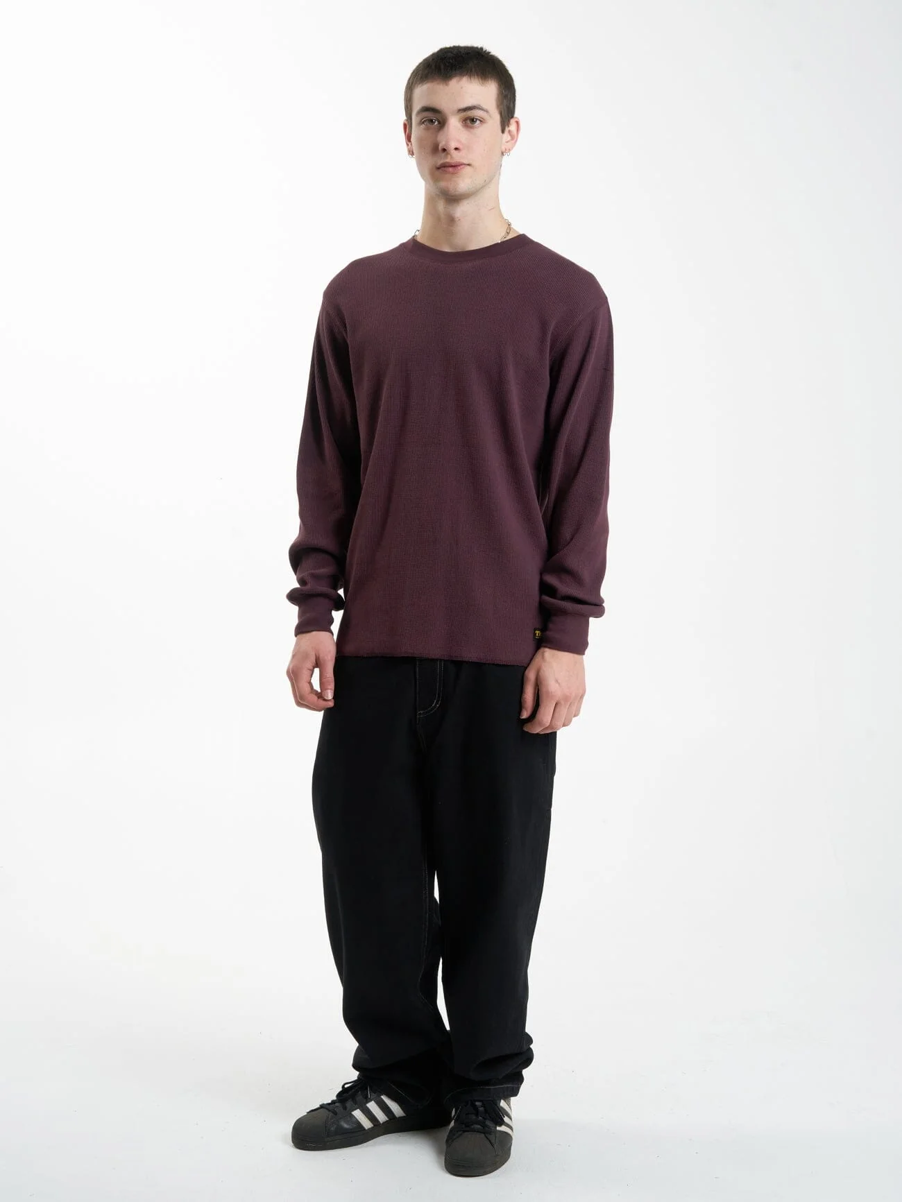 Thrills Union Waffle Long Sleeve - Wine - Image 5