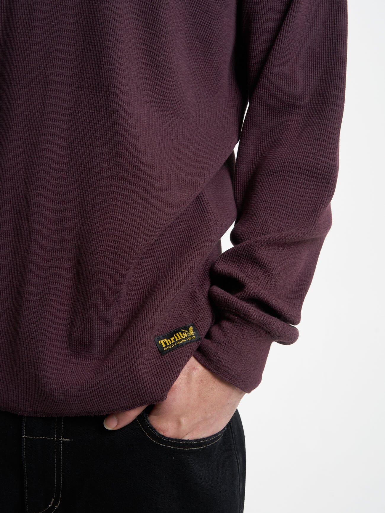 Thrills Union Waffle Long Sleeve - Wine - Image 6