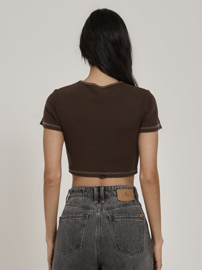 Thrills Workwear Embro Crop Baby Tee - Umber - Image 2