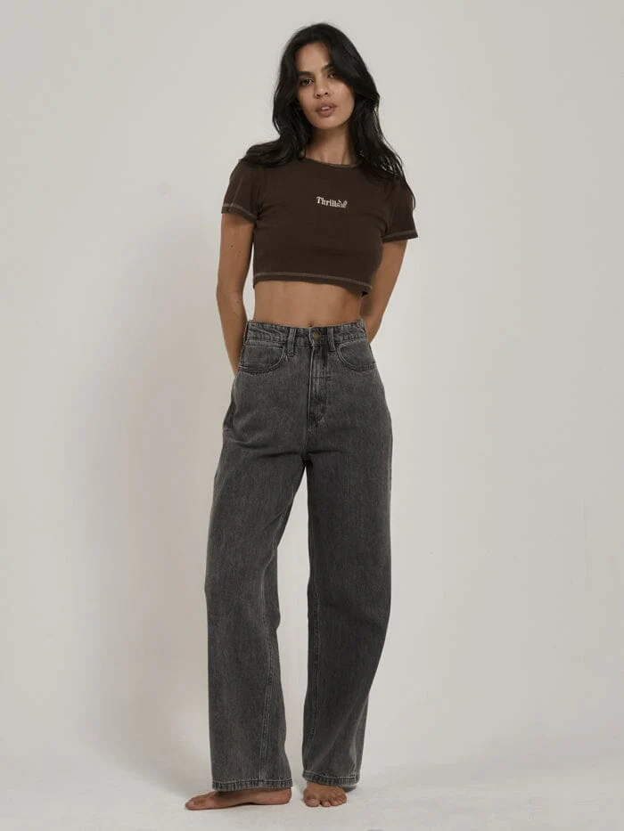 Thrills Workwear Embro Crop Baby Tee - Umber - Image 4