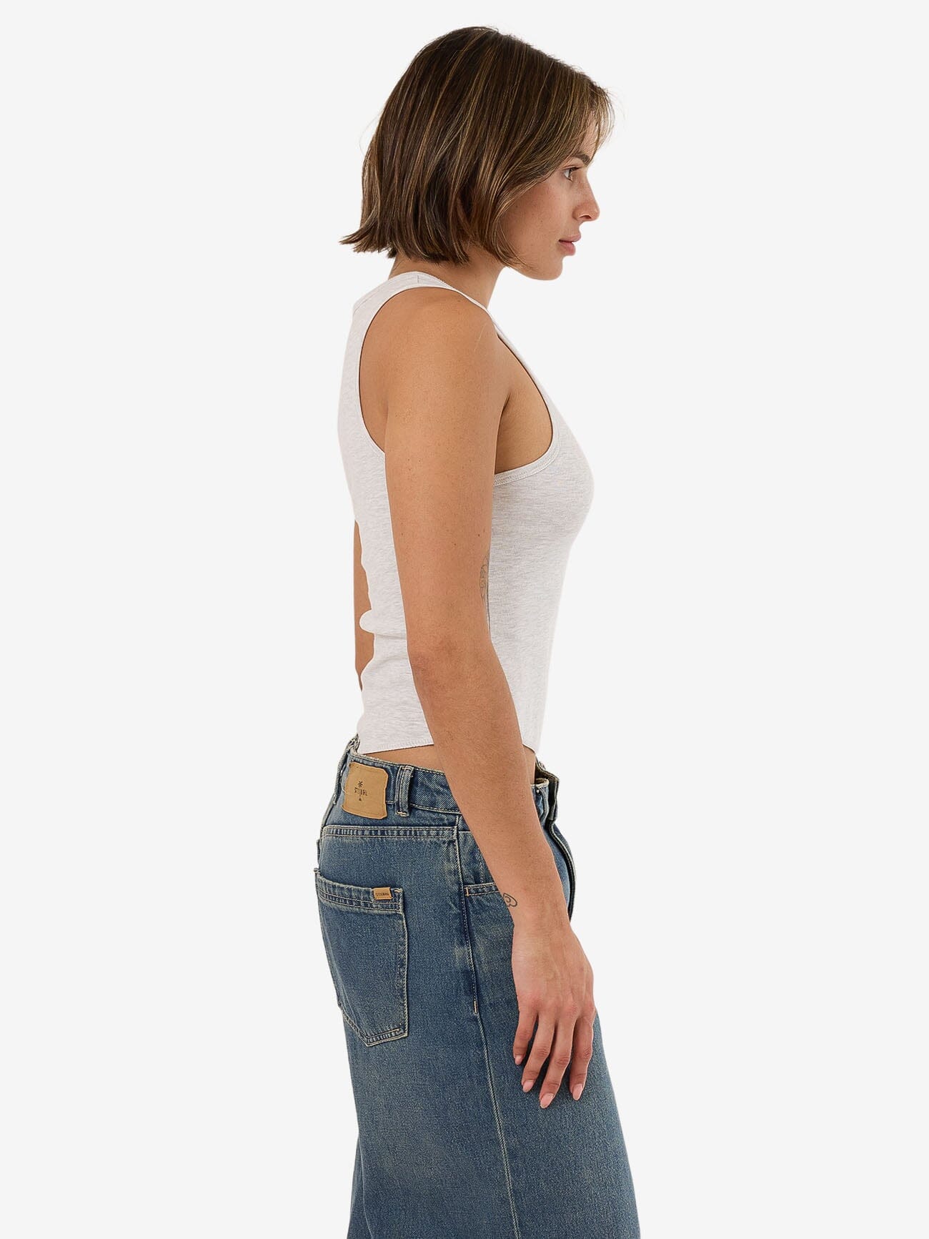 Thrills Workwear Embro Curve Tank - White Marle - Image 3