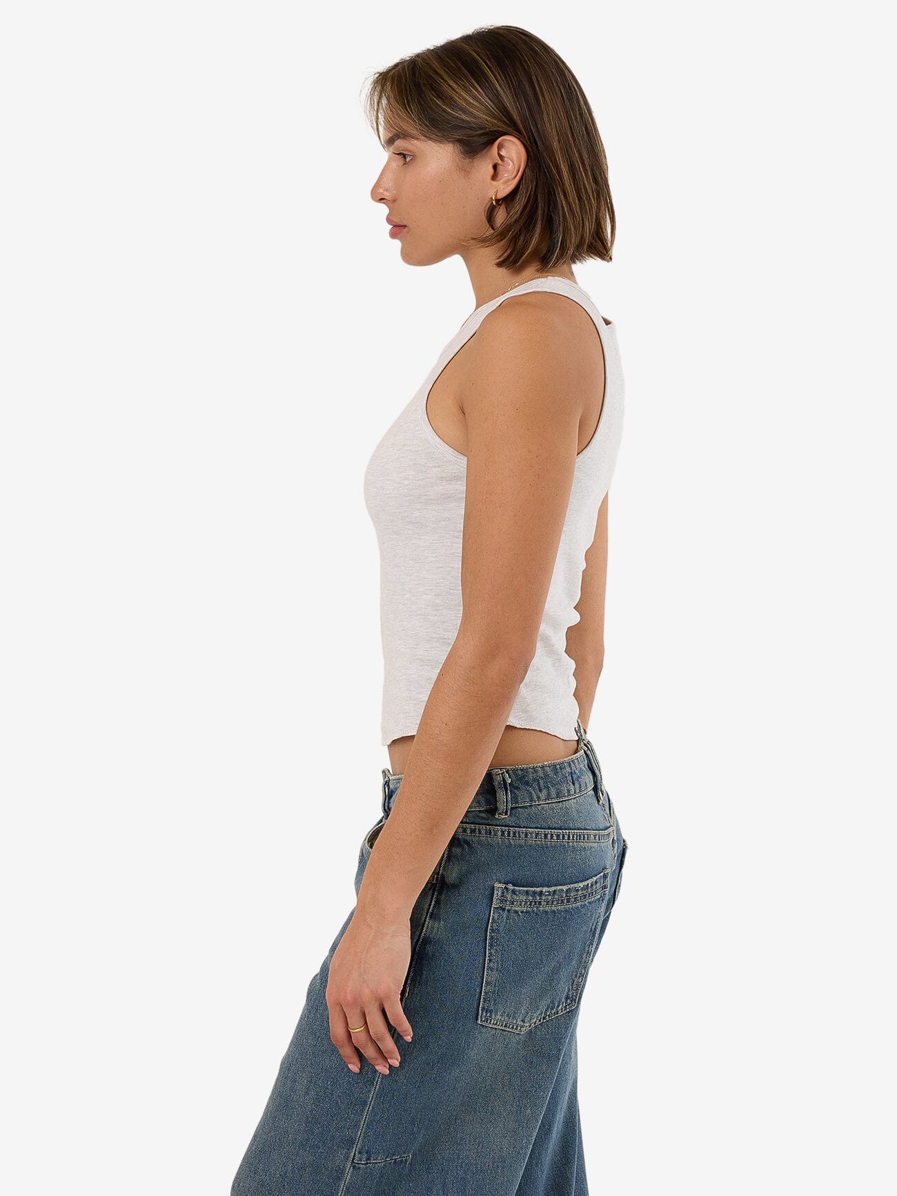 Thrills Workwear Embro Curve Tank - White Marle - Image 4